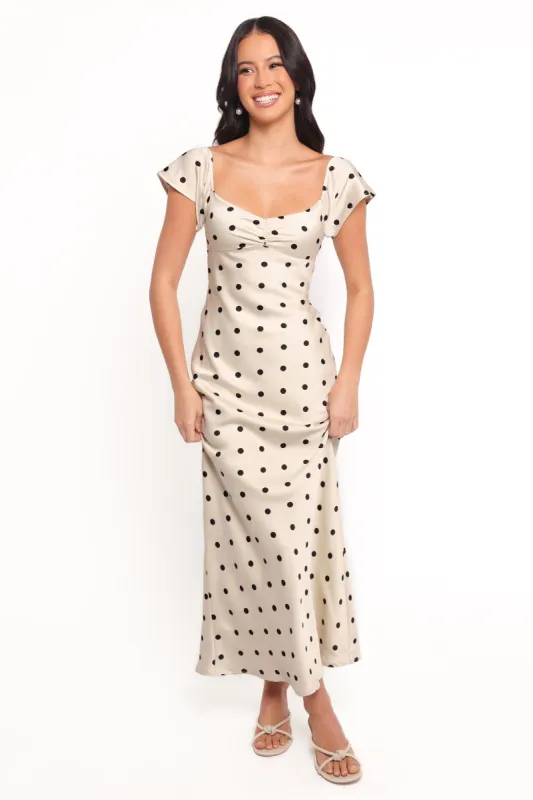 Elke Maxi Dress - Black Dot sold by Petal & Pup