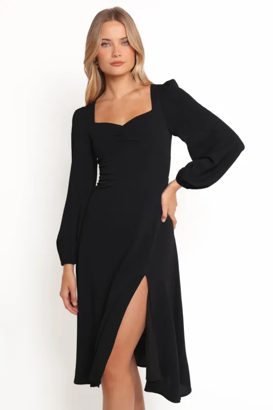 Franklin Long Sleeve Midi Dress - Black sold by Petal & Pup