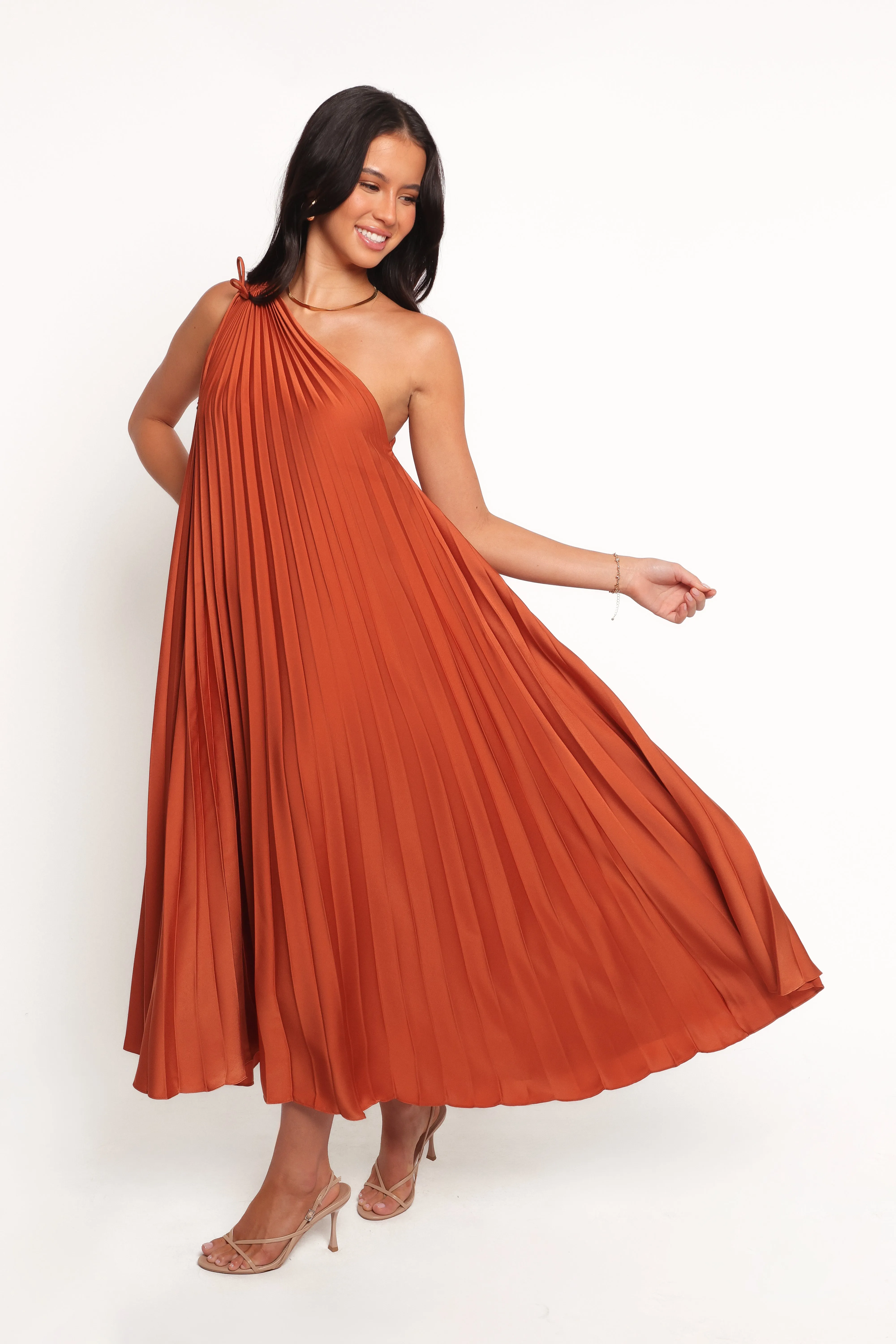 Selena One Shoulder Midi Dress - Russet Bronze sold by Petal & Pup product image thumbnail 4