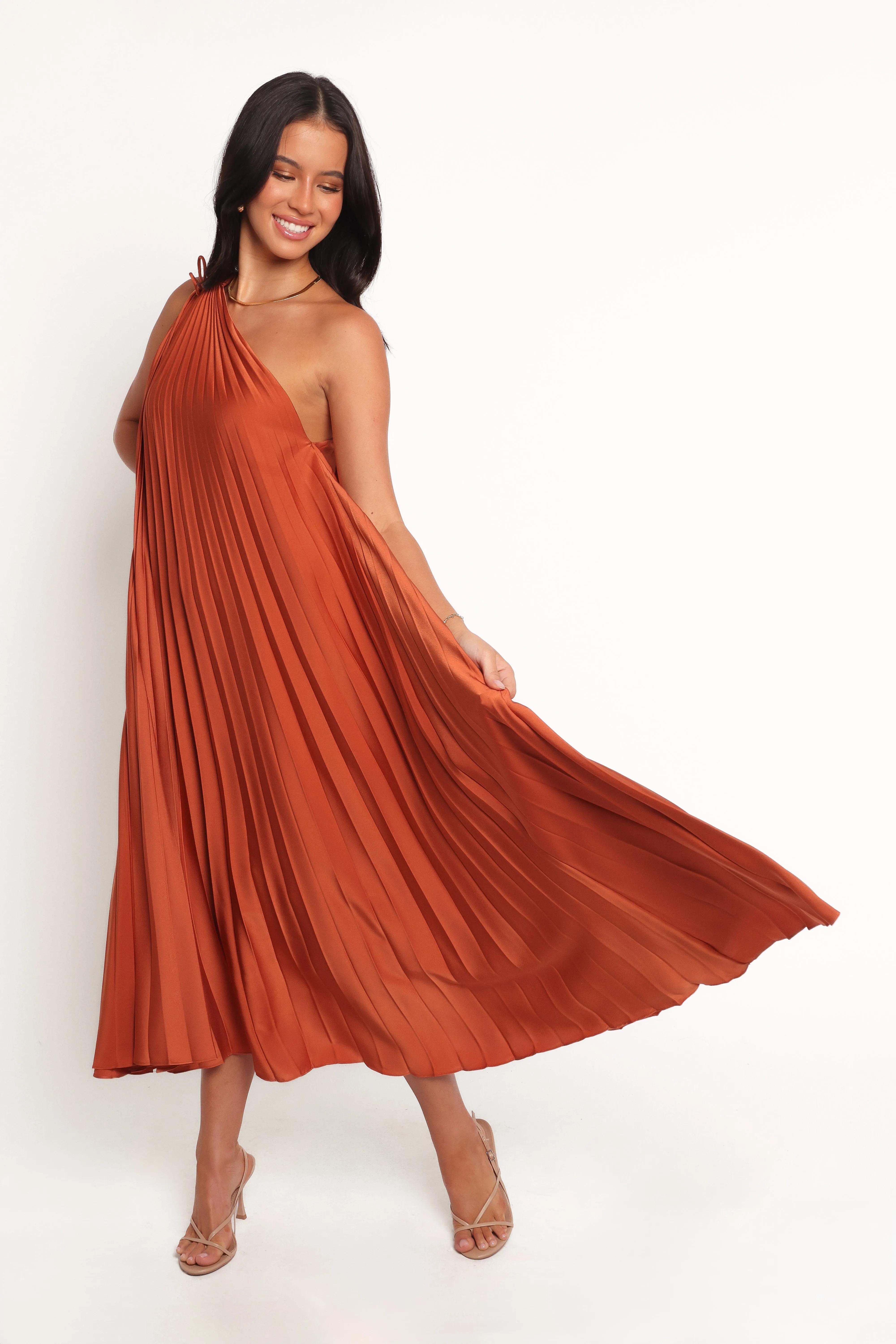 Selena One Shoulder Midi Dress - Russet Bronze sold by Petal & Pup product image thumbnail 3