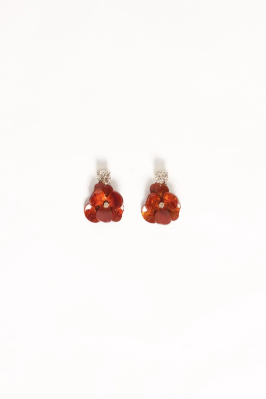 Lennon Flower Earrings - Gold/Brown made by Petal & Pup