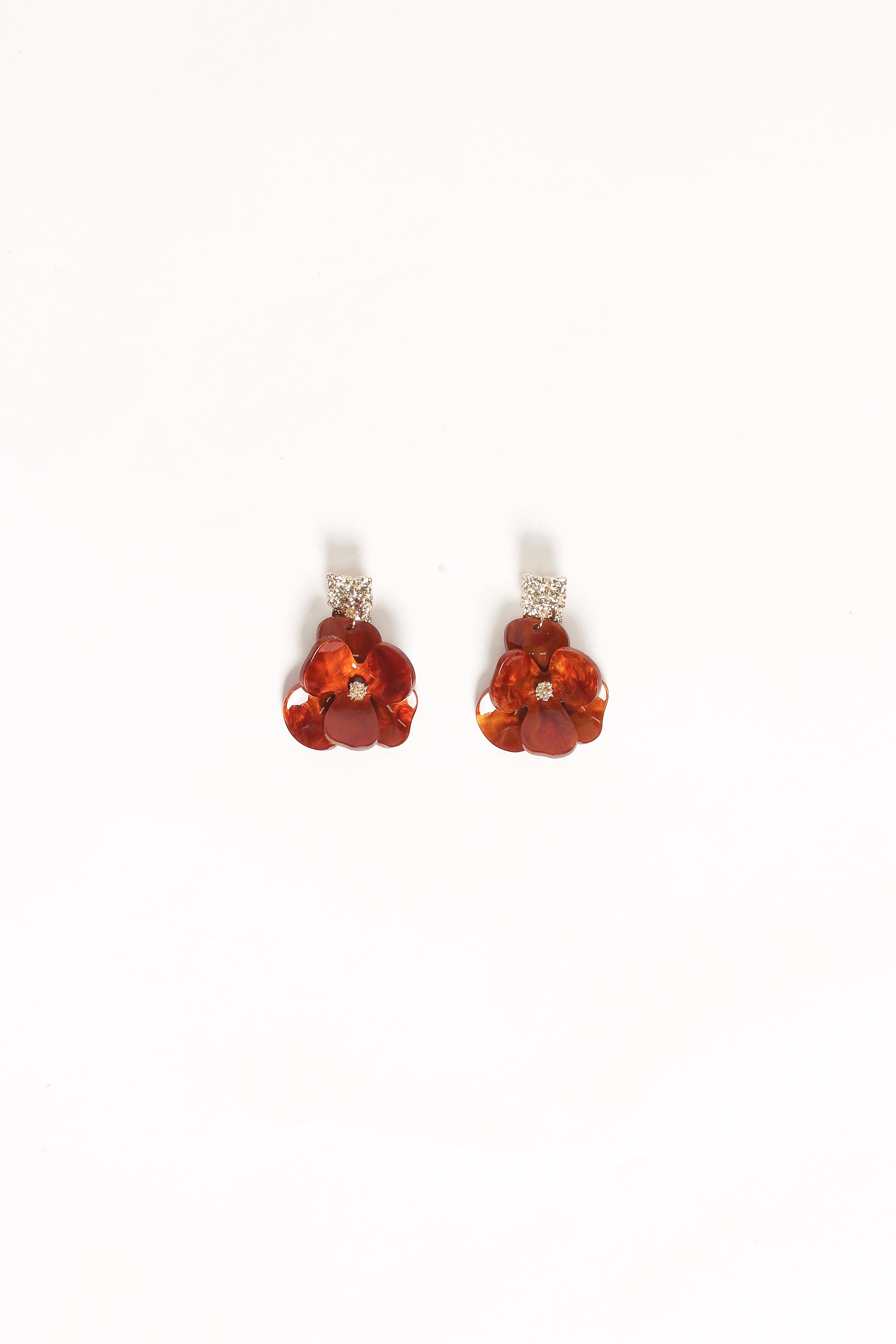 Lennon Flower Earrings - Gold/Brown sold by Petal & Pup