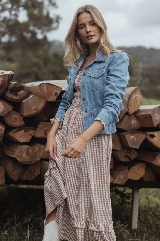 Raine Peplum Denim Jacket - Denim sold by Petal & Pup