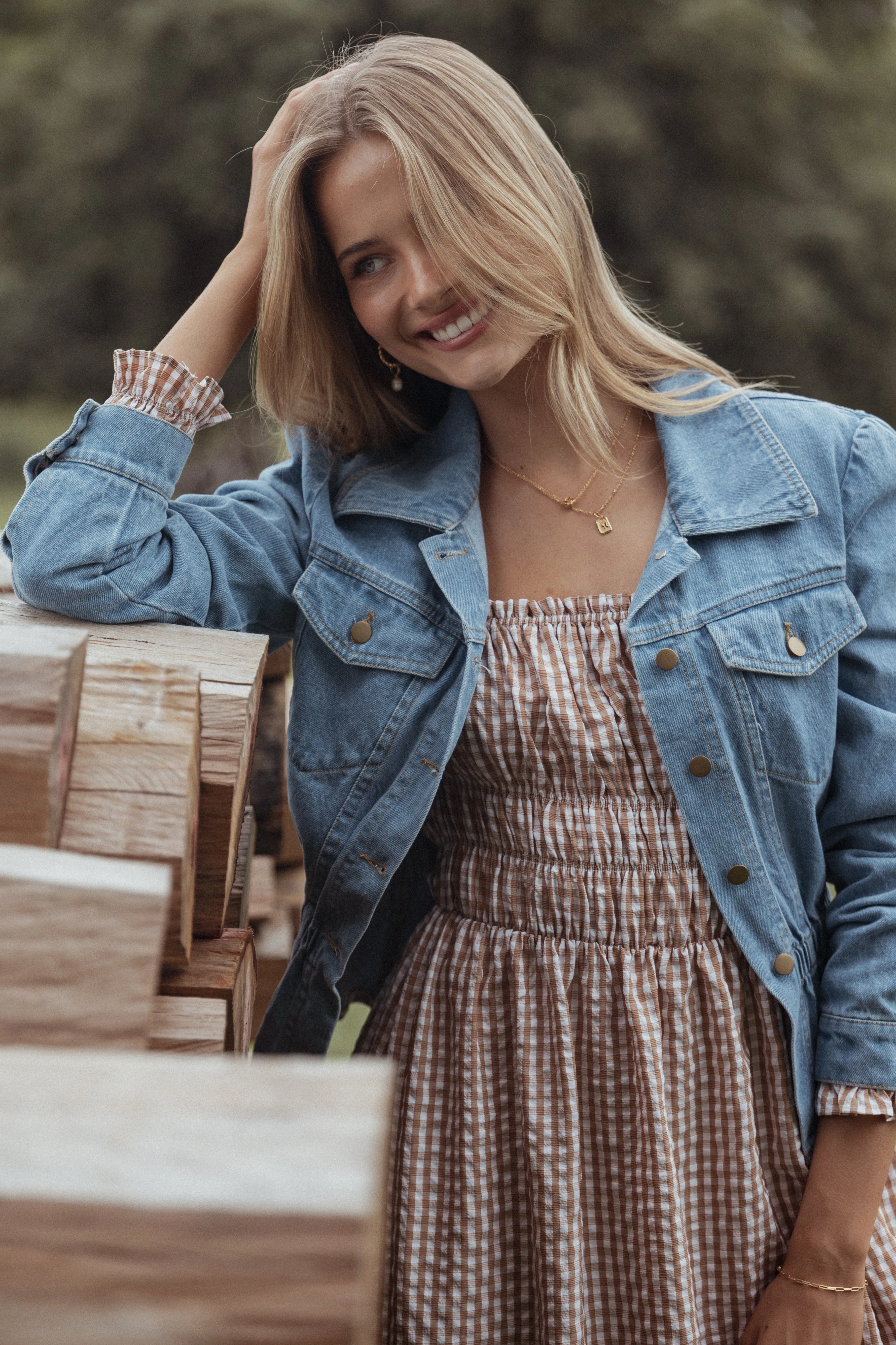 Raine Peplum Denim Jacket - Denim sold by Petal & Pup product image thumbnail 2