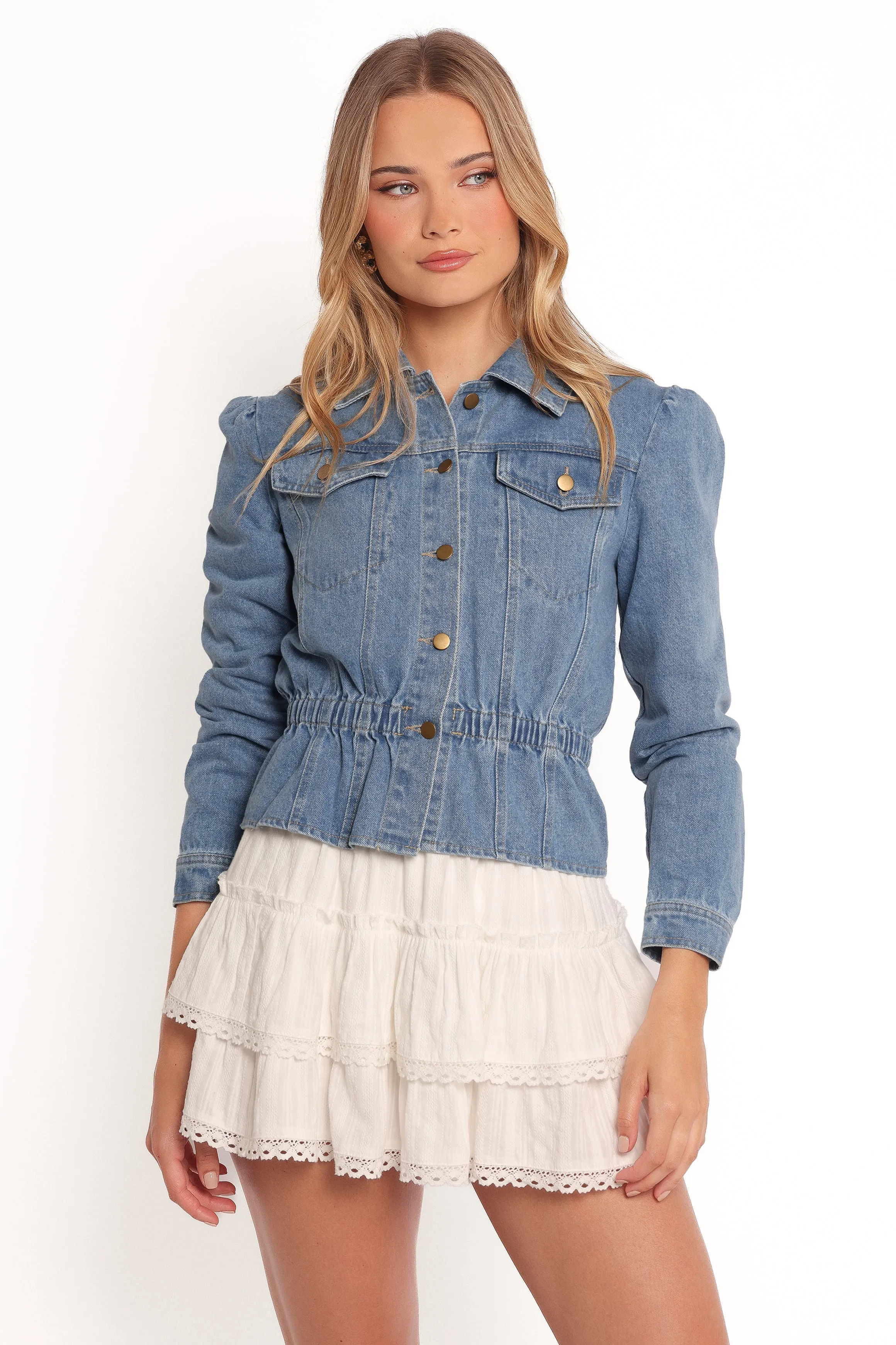 Raine Peplum Denim Jacket - Denim sold by Petal & Pup product image thumbnail 4