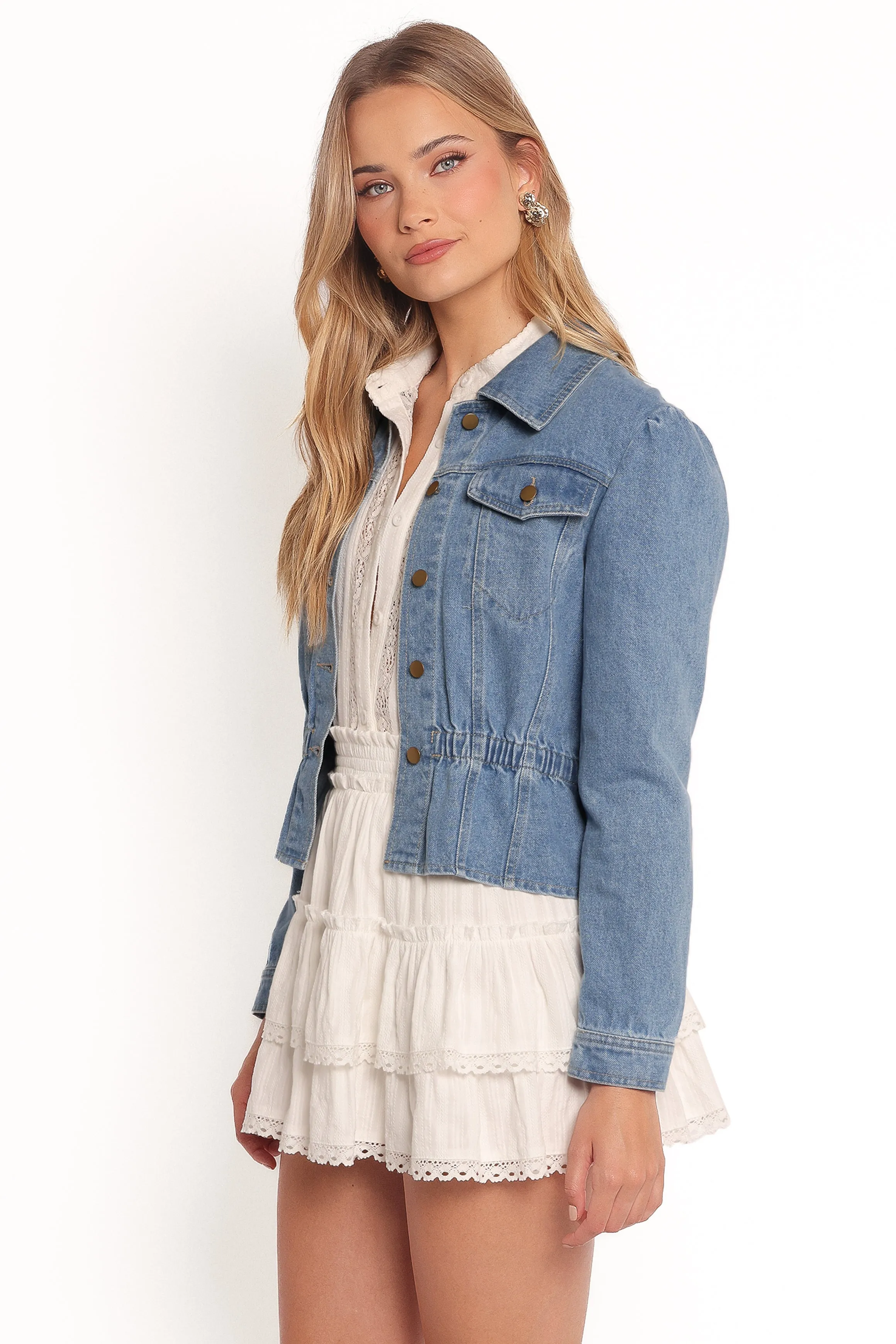 Raine Peplum Denim Jacket - Denim sold by Petal & Pup product image thumbnail 5
