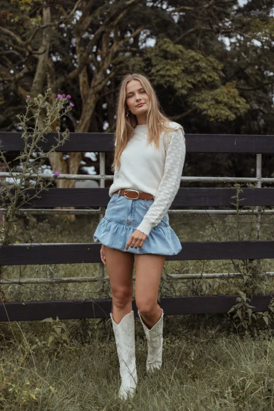 Fomi Denim Bubble Skirt - Medium Denim sold by Petal & Pup