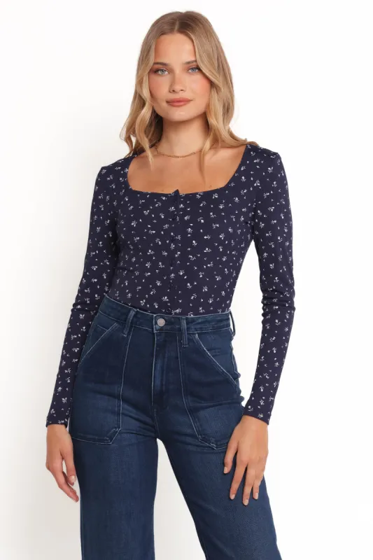 Keanu Long Sleeve Top - Navy Ditsy sold by Petal & Pup