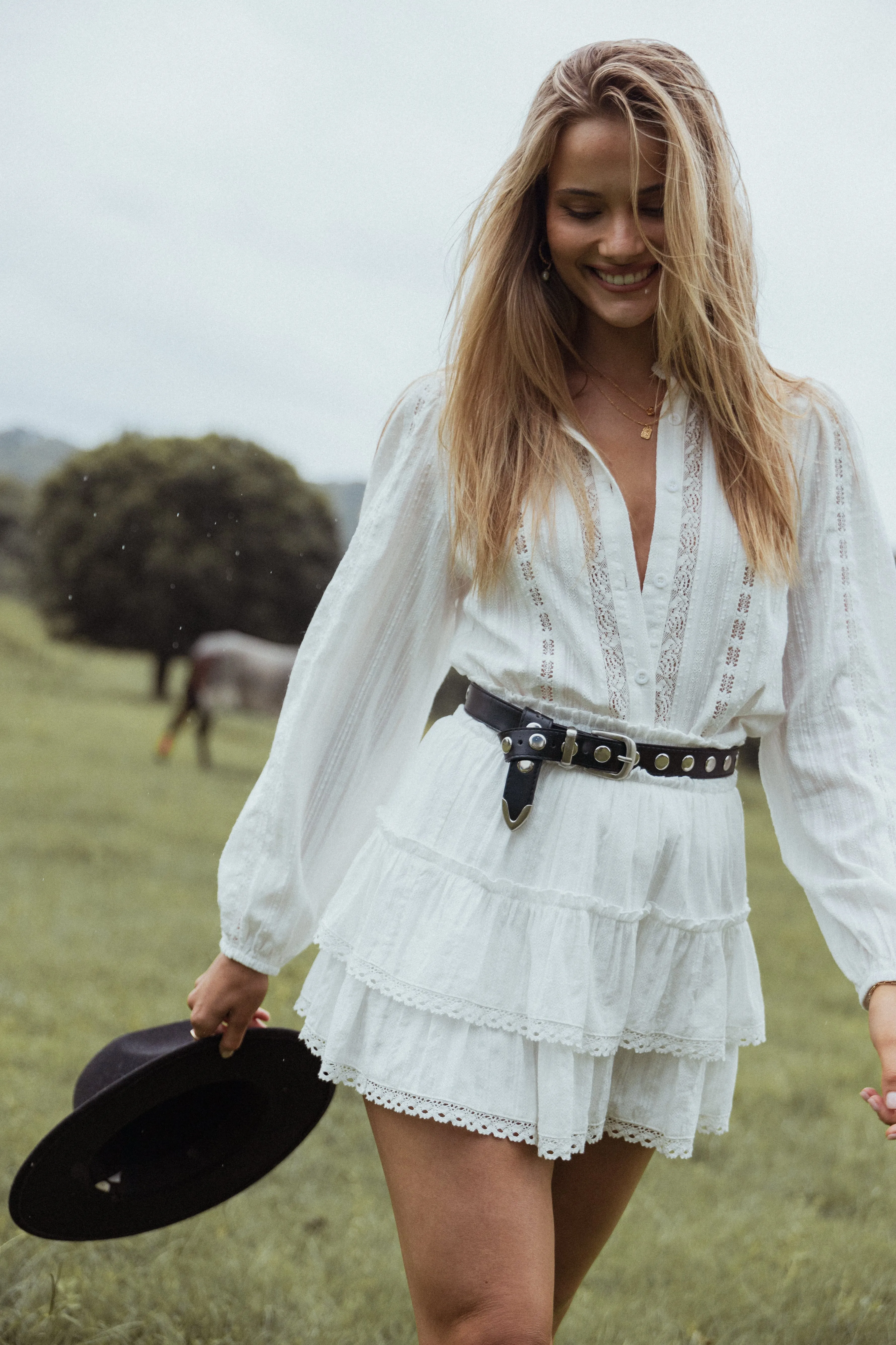 Charpelle Tiered Ruffle Mini Skirt - White sold by Petal & Pup