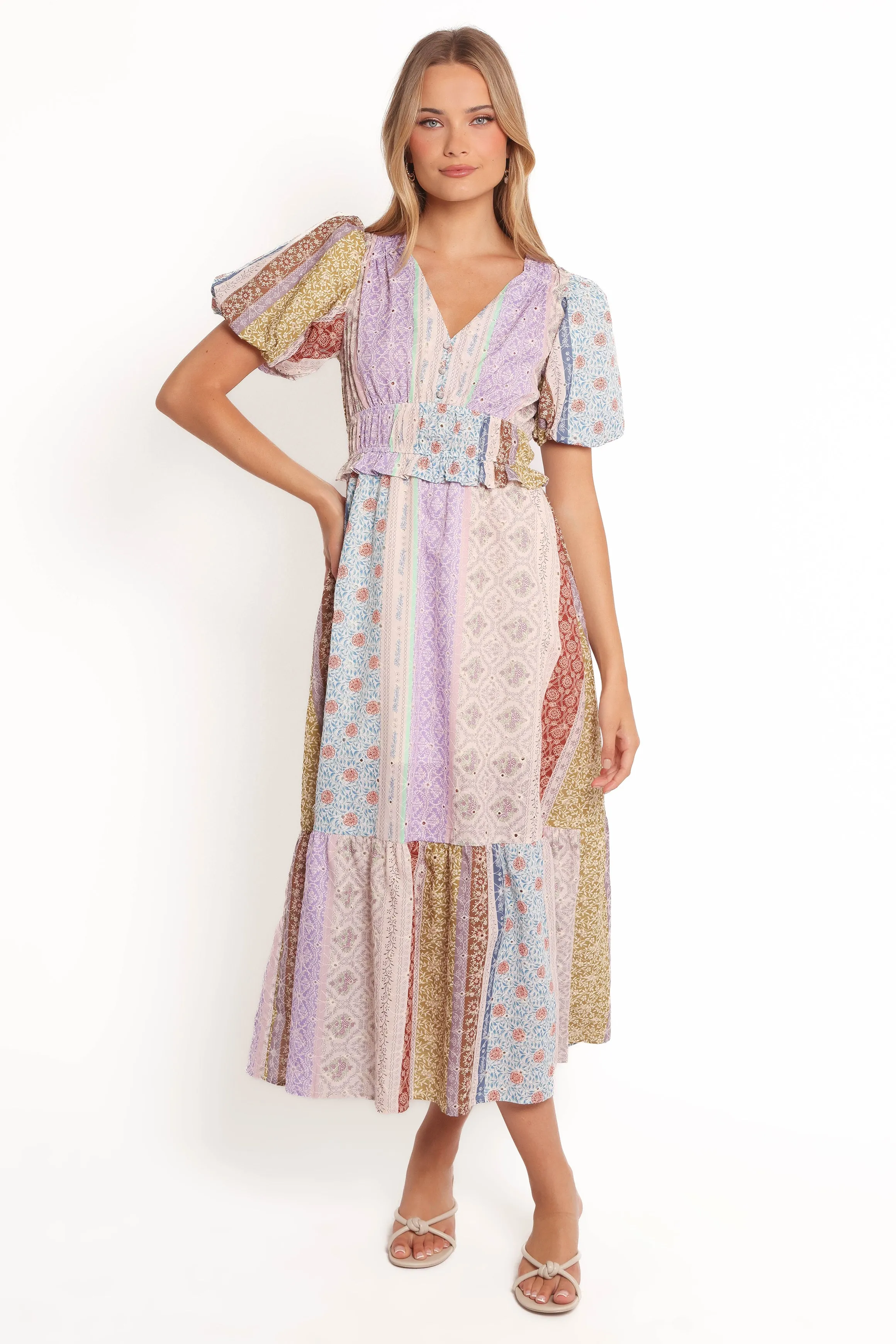 Verona Patchwork Midi Dress - Botanic Multi sold by Petal & Pup product image thumbnail 2
