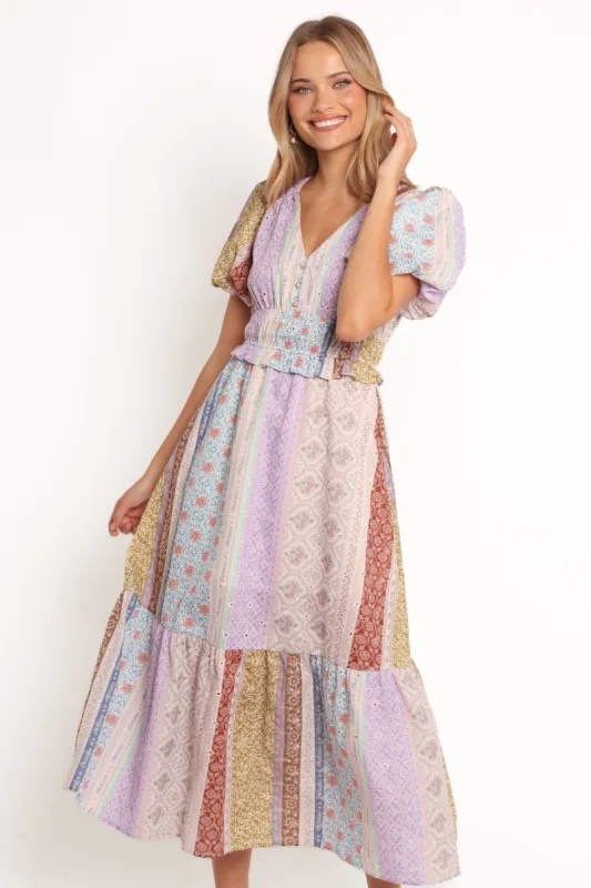 Verona Patchwork Midi Dress - Botanic Multi sold by Petal & Pup