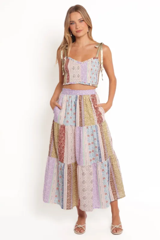 Petai Patchwork Maxi Skirt - Botanic Multi sold by Petal & Pup