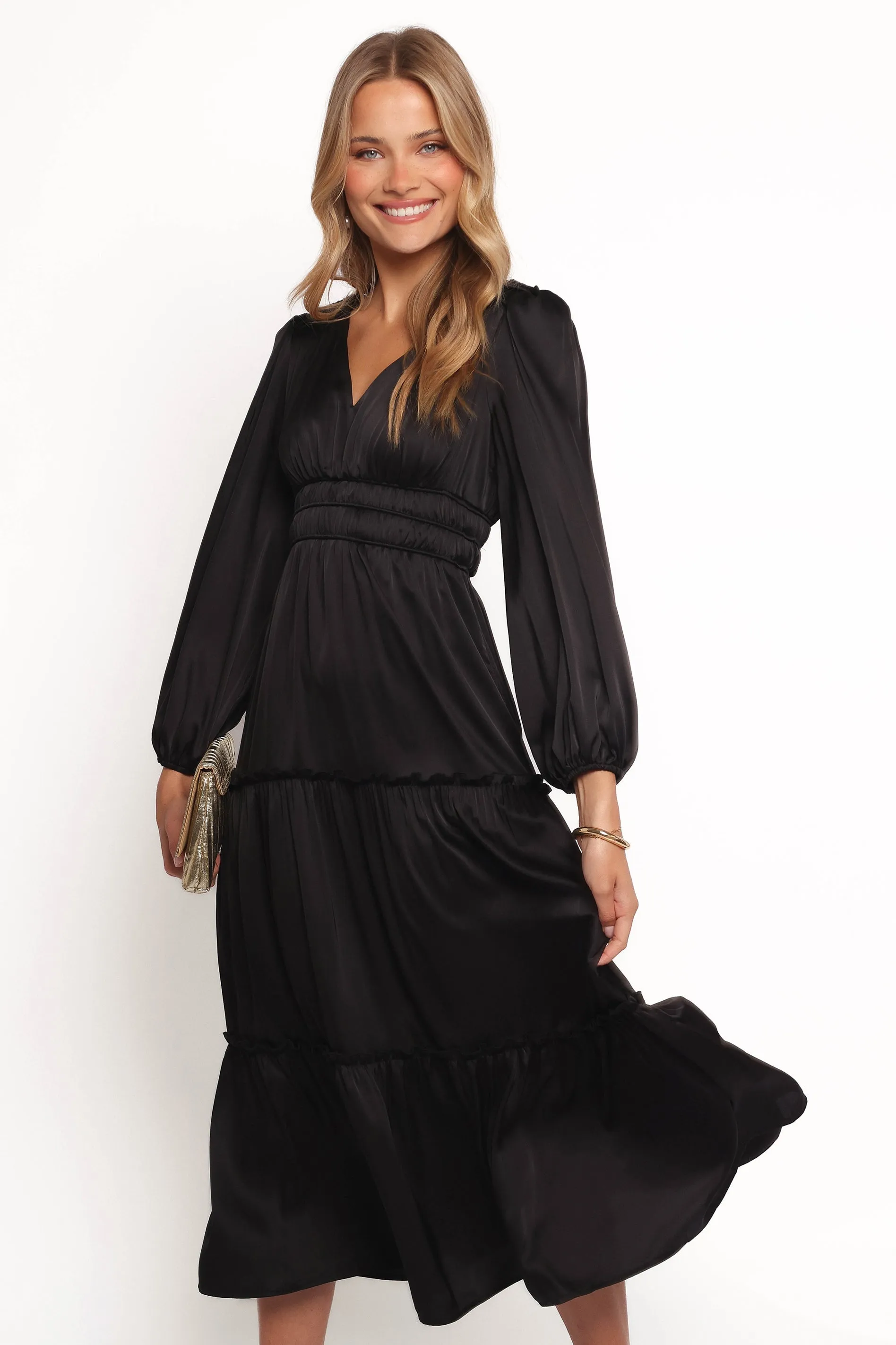 Rowen Long Sleeve Maxi Dress - Black sold by Petal & Pup
