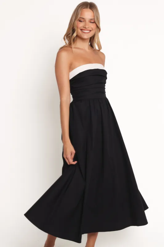 Marais Strapless Midi Dress - Black sold by Petal & Pup