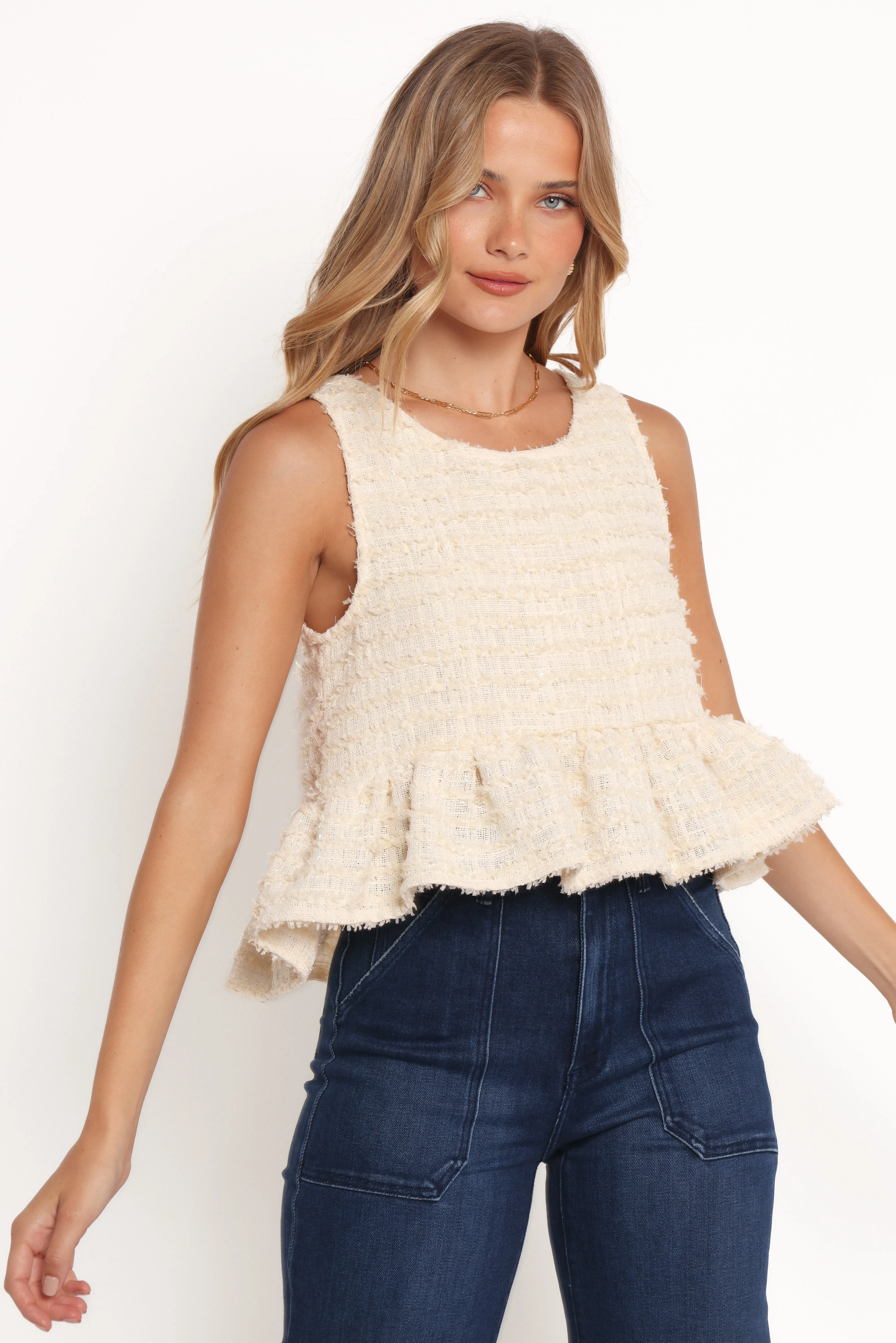 Fren Ruffle Top - Cream sold by Petal & Pup