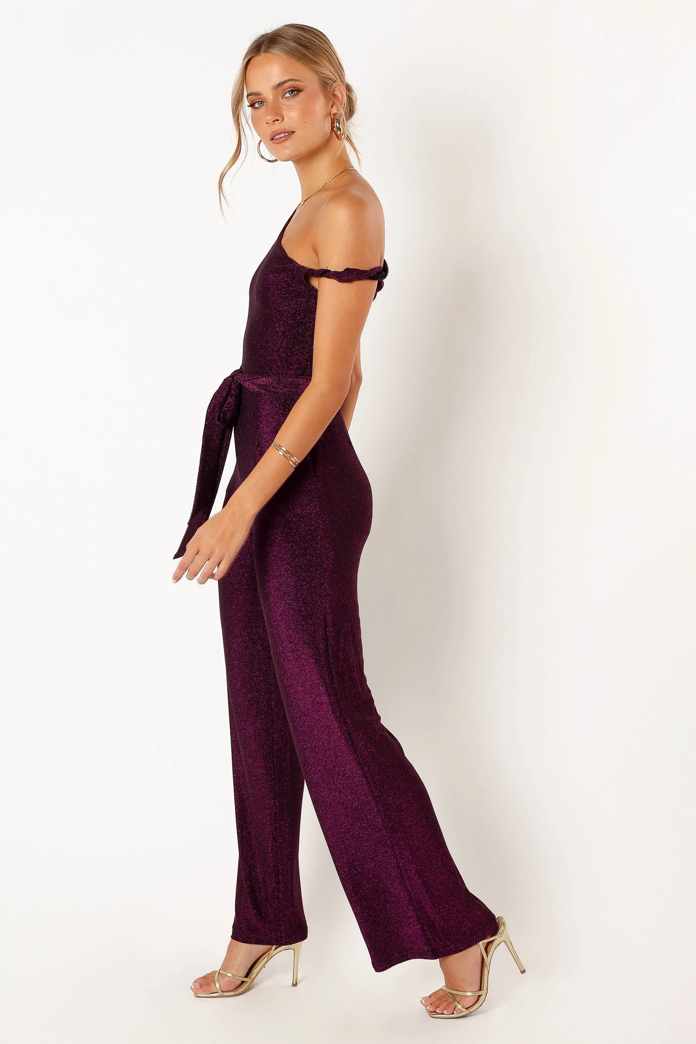Katarina Off Shoulder Jumpsuit - Purple sold by Petal & Pup product image thumbnail 3