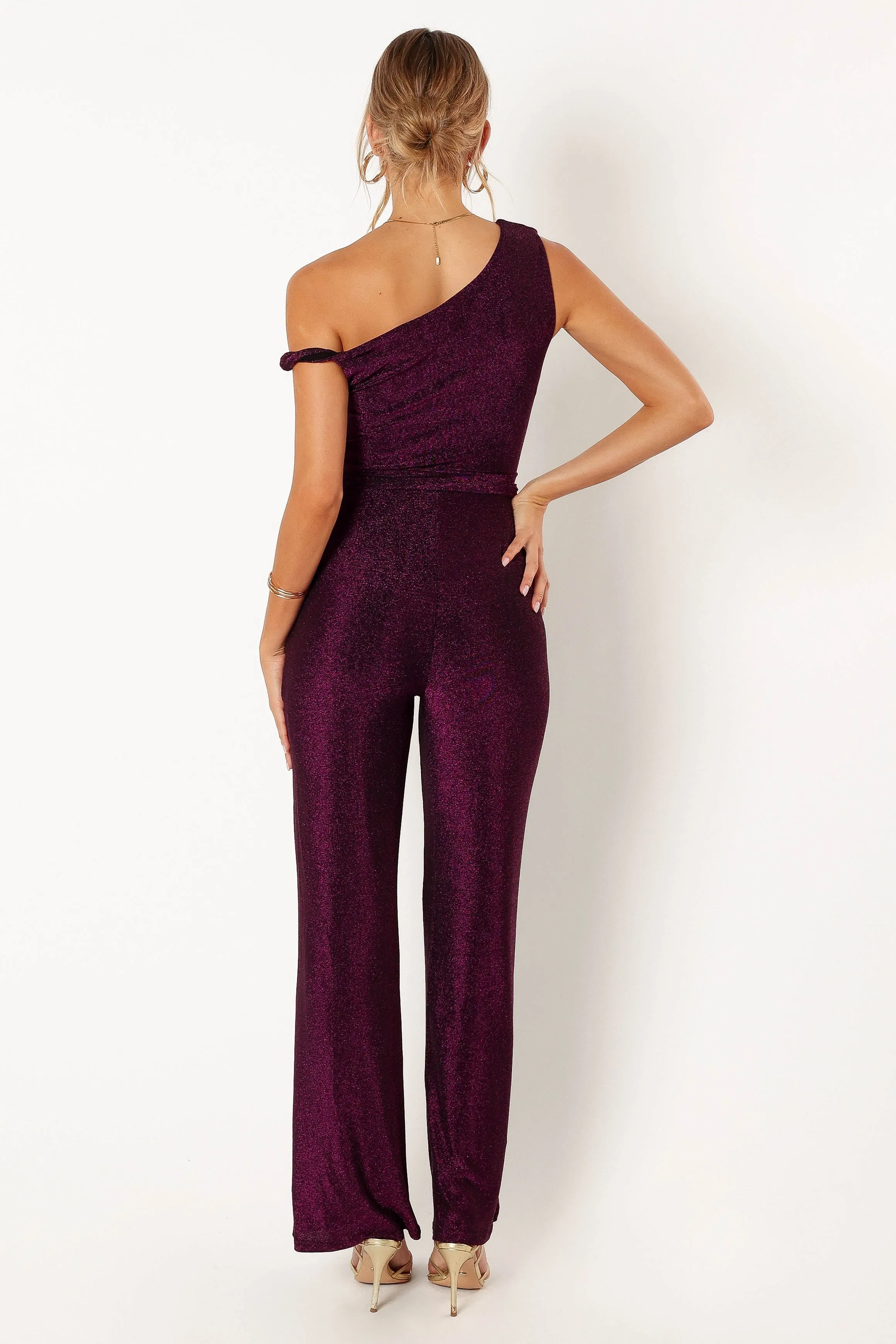 Katarina Off Shoulder Jumpsuit - Purple sold by Petal & Pup product image thumbnail 4