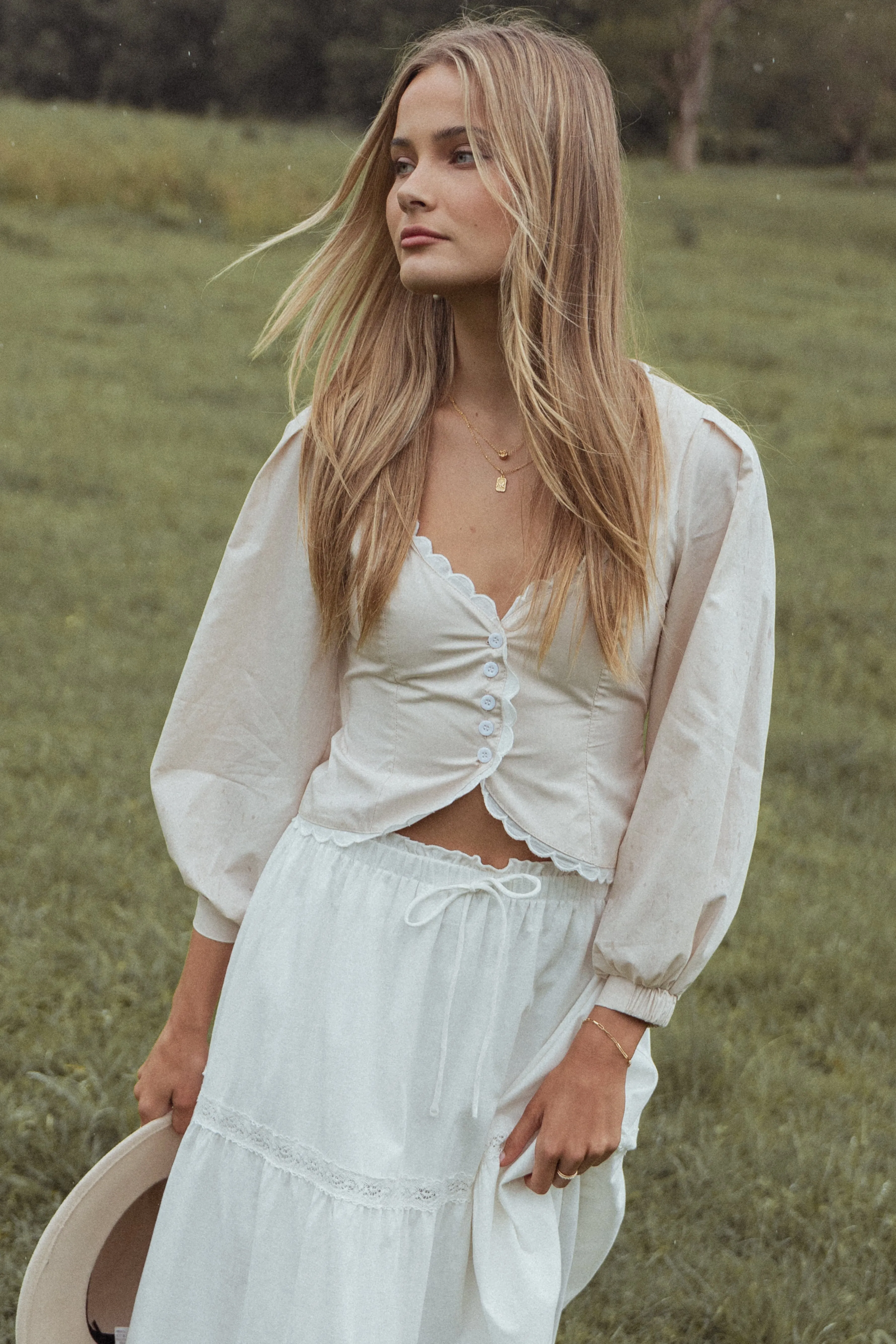 Nolette Top - Cream White sold by Petal & Pup