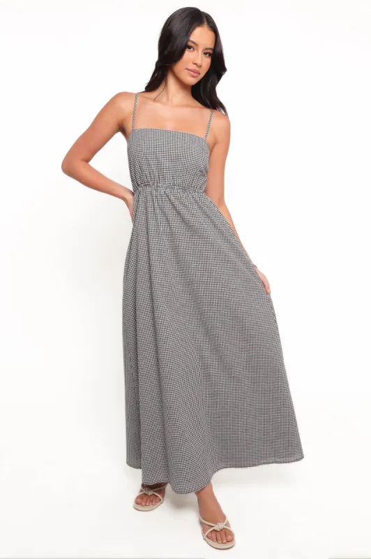 Serene Maxi Dress - Black Gingham sold by Petal & Pup