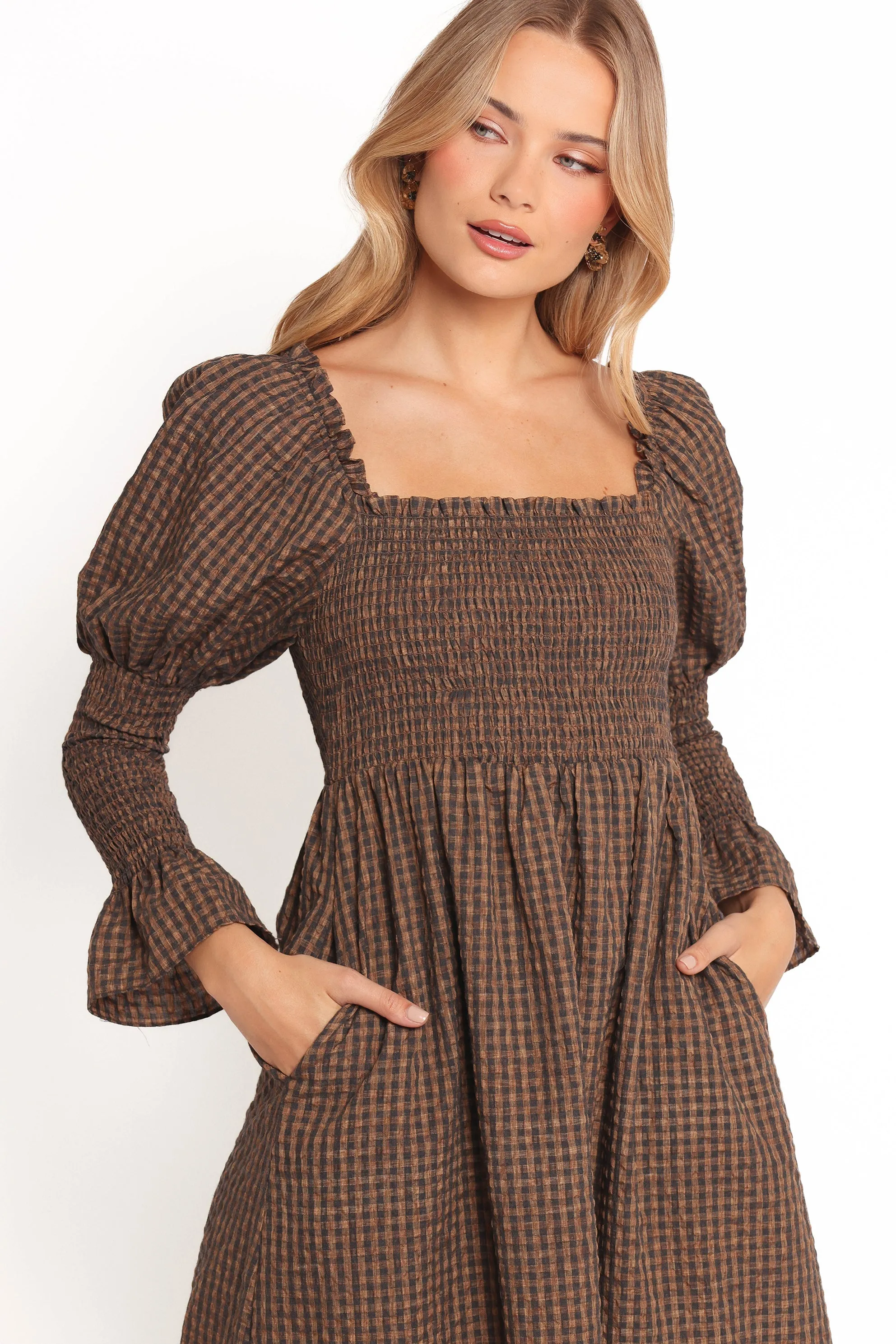 Cyrena Maxi Dress - Brown Check sold by Petal & Pup product image thumbnail 4