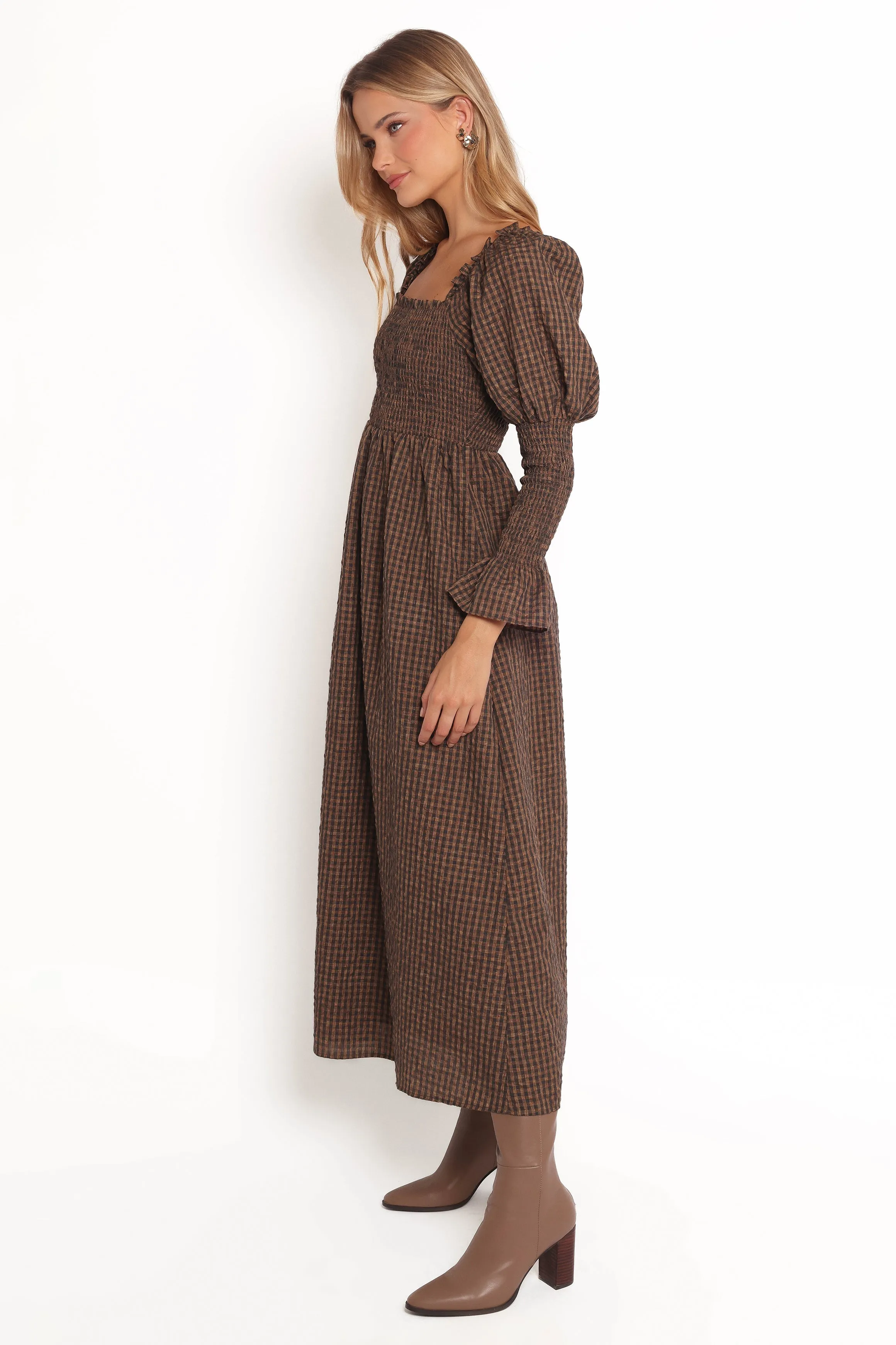 Cyrena Maxi Dress - Brown Check sold by Petal & Pup product image thumbnail 5