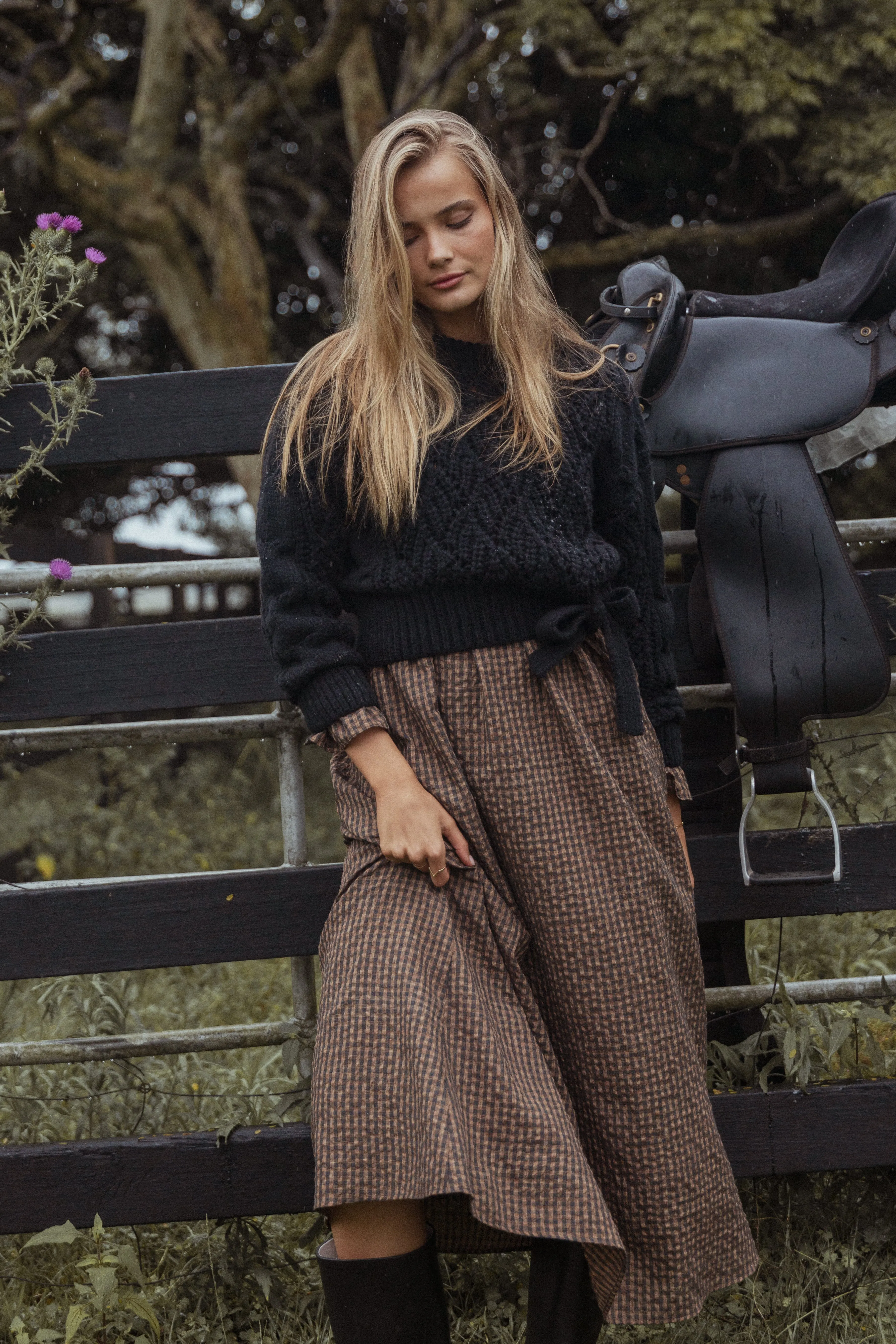 Birdie Tie Side Knit Sweater - Black sold by Petal & Pup product image thumbnail 2