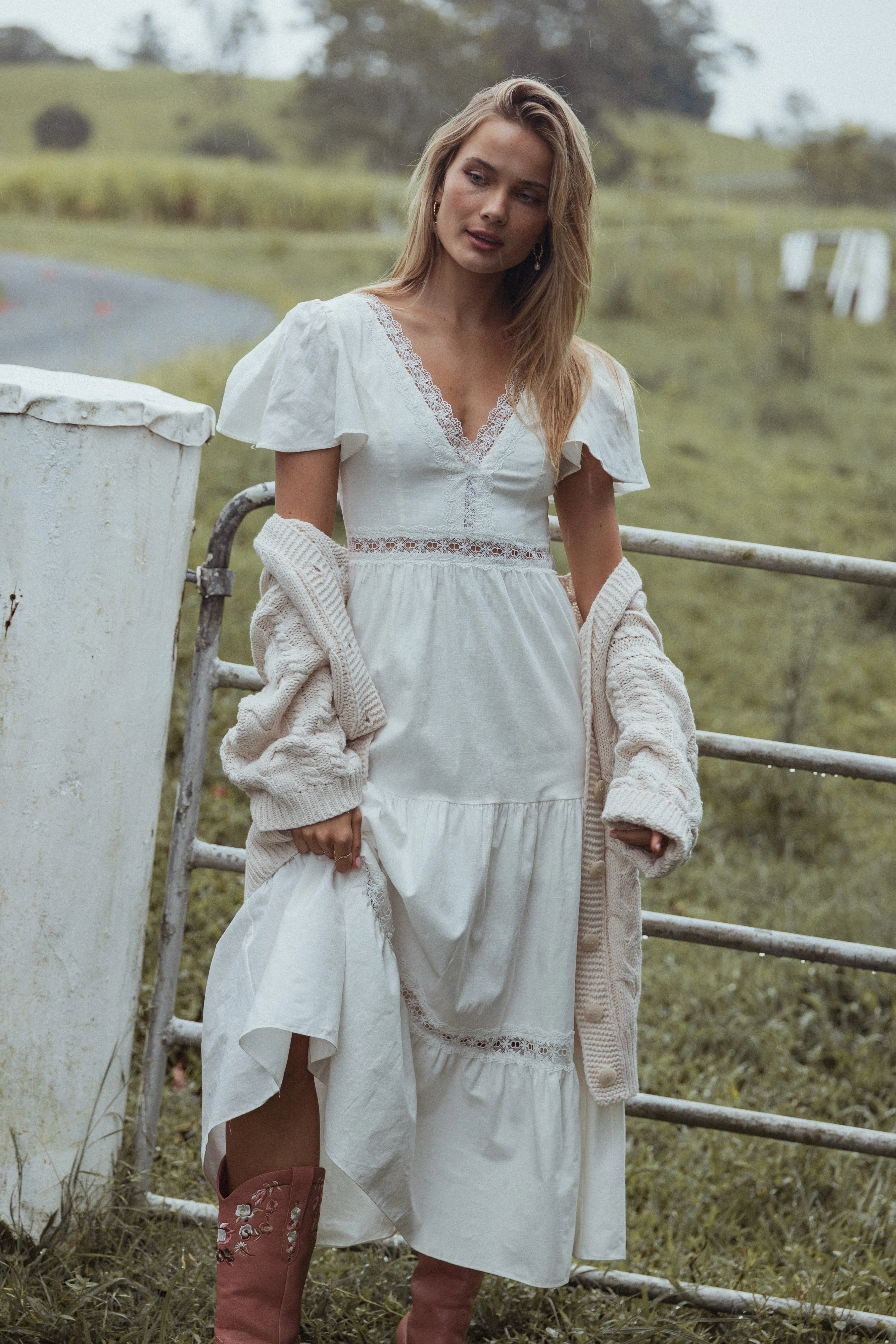 Minny Maxi Dress - Cream sold by Petal & Pup