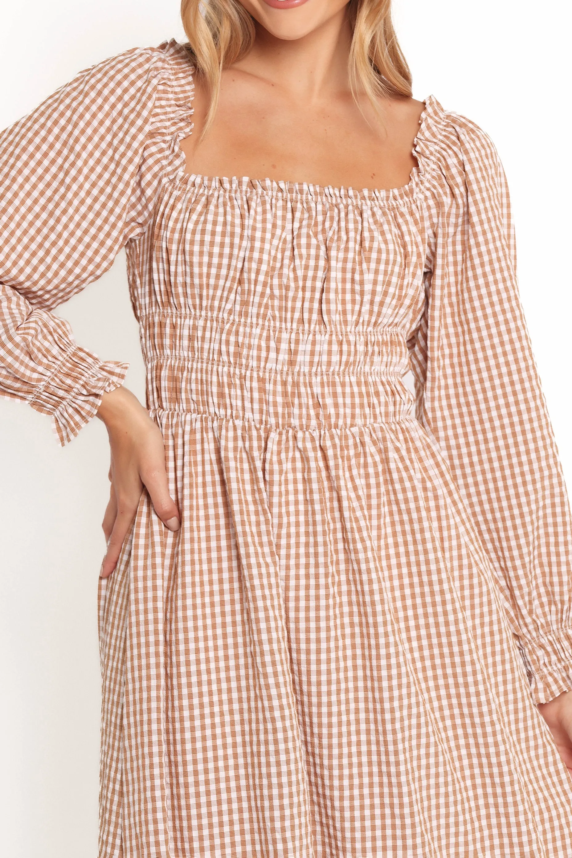 Torrie Maxi Dress - Brown Check sold by Petal & Pup product image thumbnail 4