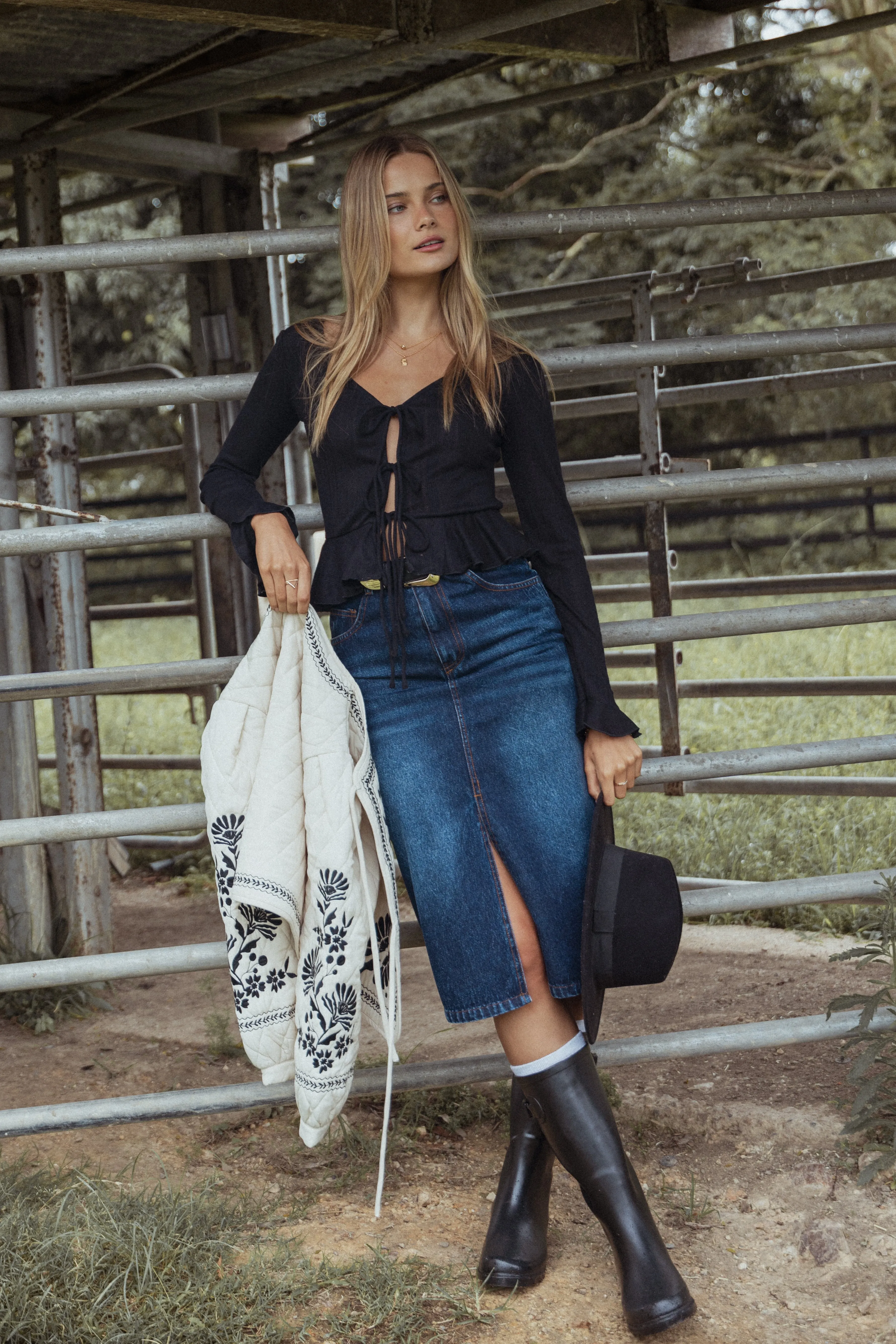 Islah Pointelle Cardigan Top - Black sold by Petal & Pup product image thumbnail 2