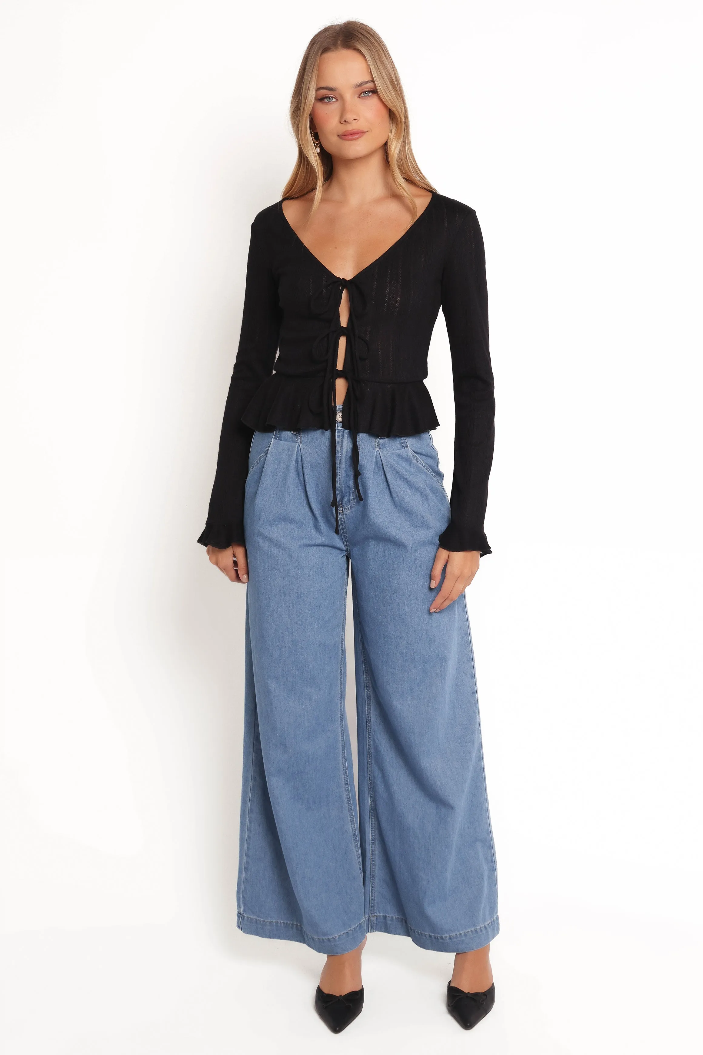 Islah Pointelle Cardigan Top - Black sold by Petal & Pup product image thumbnail 4