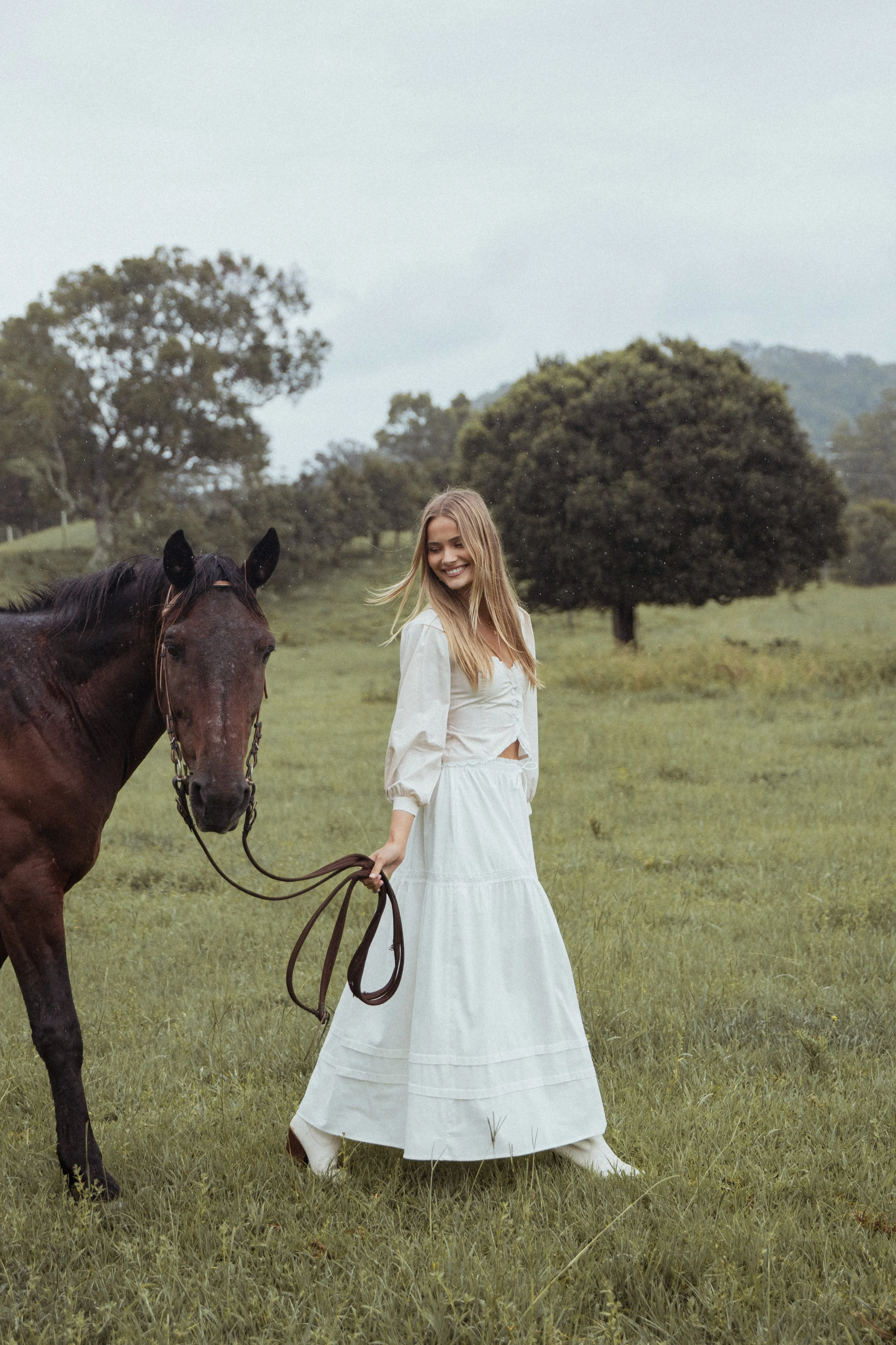 Darlia Tiered Maxi Skirt - White sold by Petal & Pup