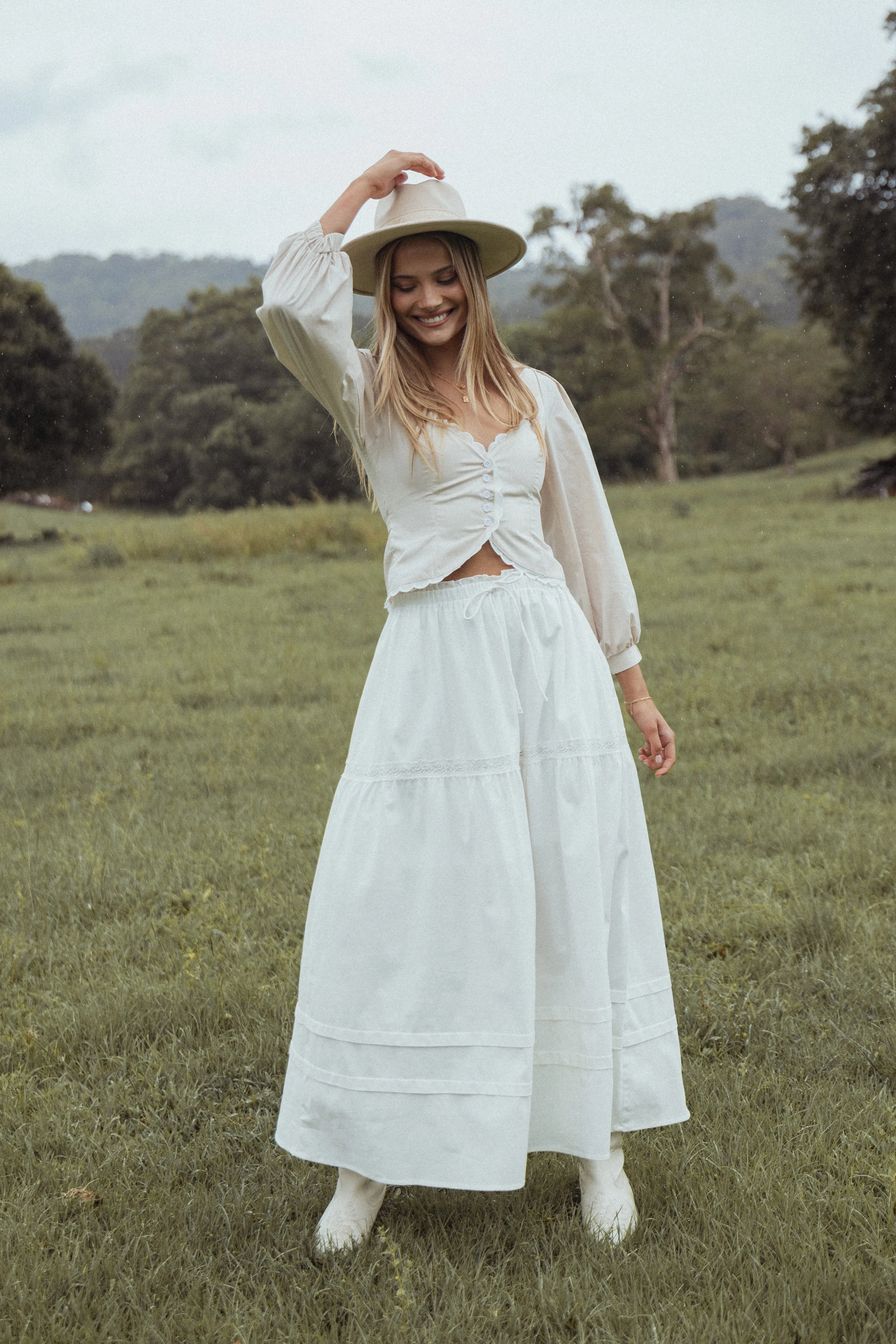 Darlia Tiered Maxi Skirt - White sold by Petal & Pup product image thumbnail 2