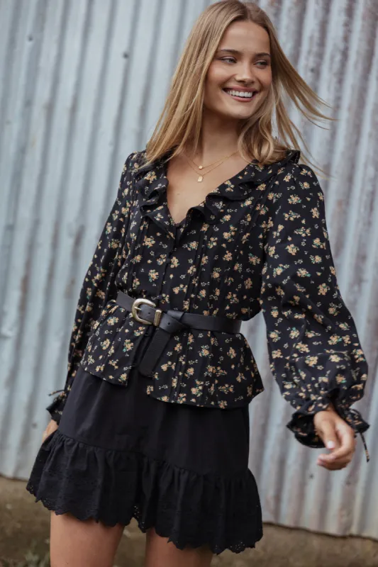 Polli Top - Black Floral sold by Petal & Pup
