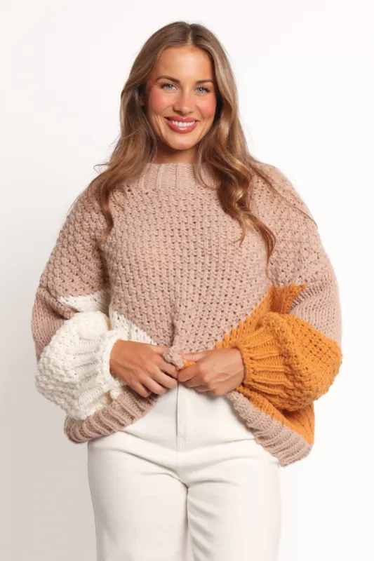 Koda Pattern Knit Sweater - Beige Multi sold by Petal & Pup