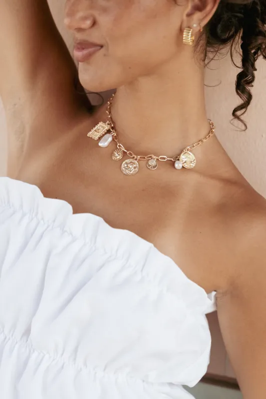 Tatum Charm Necklace - Gold sold by Petal & Pup