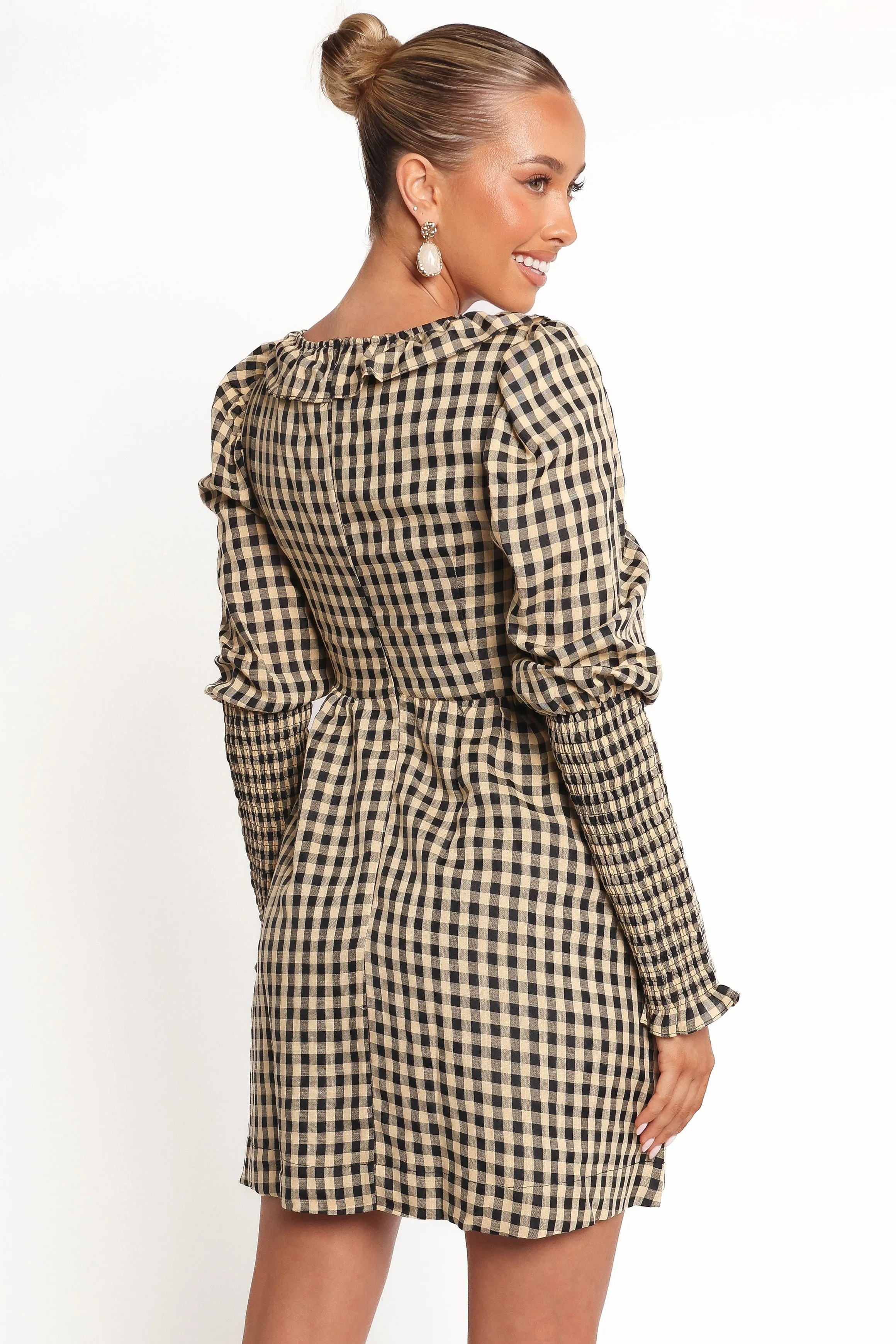 Xenia Mini Dress - Black/Beige Gingham sold by Petal & Pup product image thumbnail 4