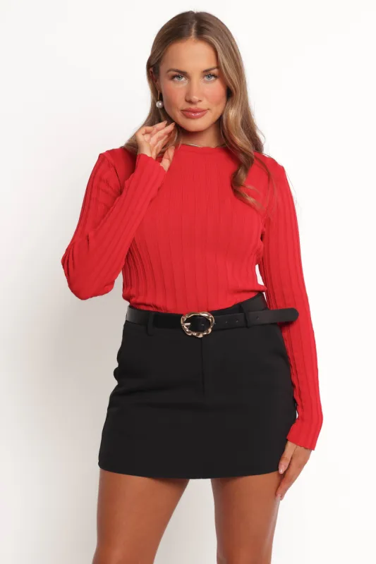 Aneesa Wide Rib Knit Top - Red sold by Petal & Pup