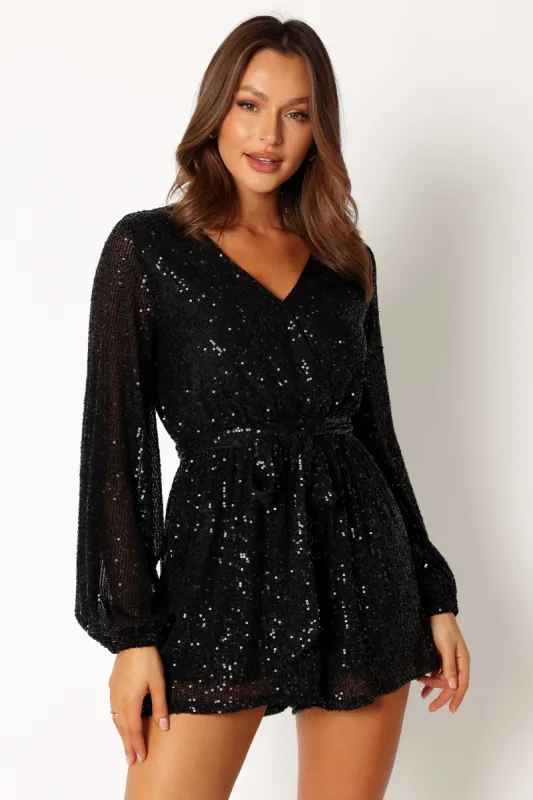 Monica Sequin Romper - Black sold by Petal & Pup