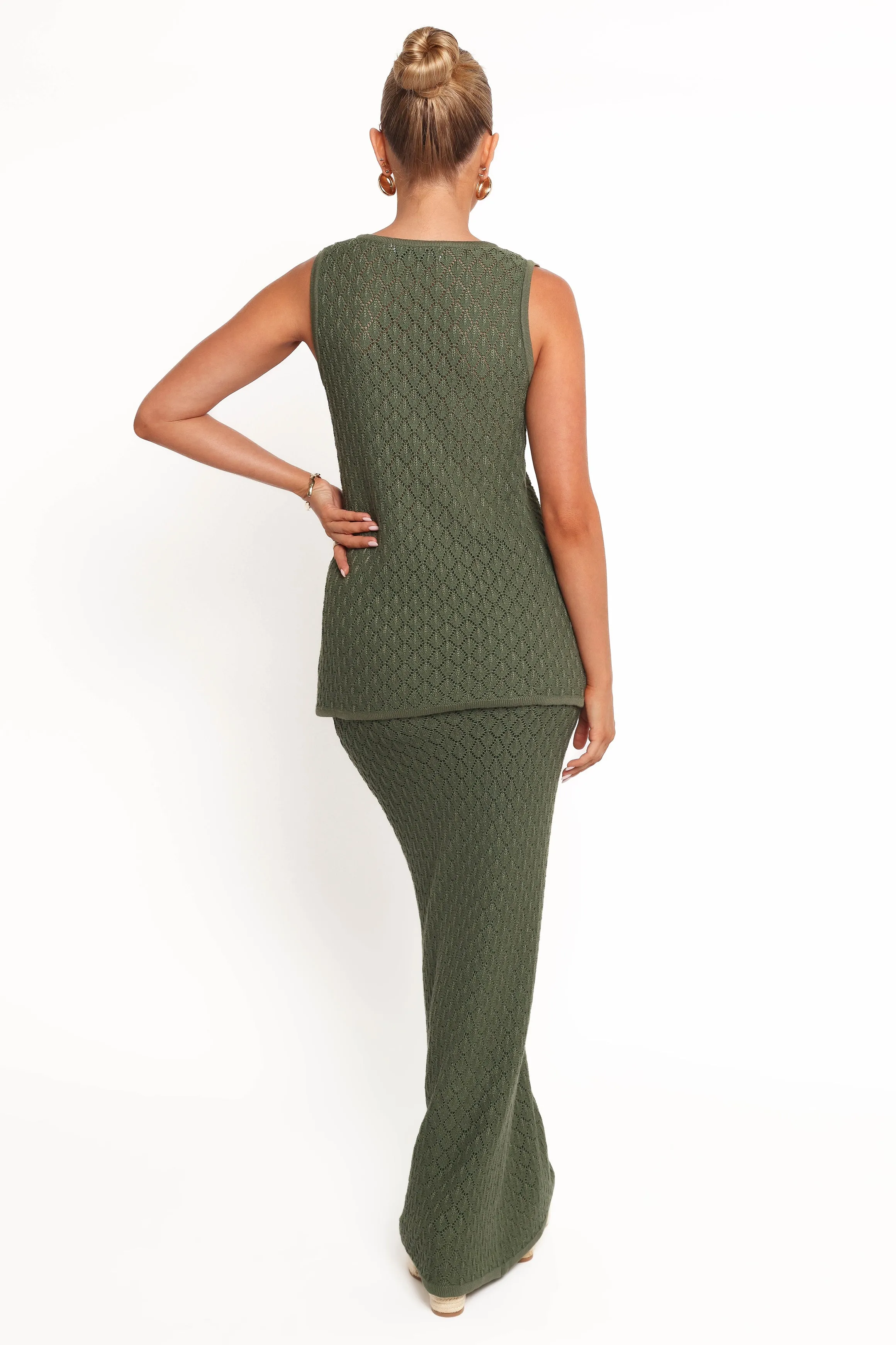 Asplie Knit Maxi Skirt - Olive sold by Petal & Pup product image thumbnail 4