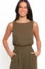 Brenna Cotton Jumpsuit - Olive sold by Petal & Pup