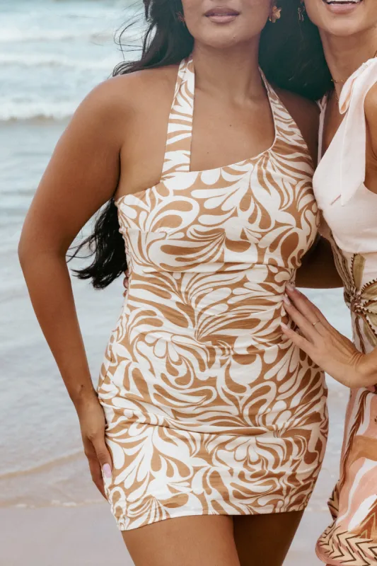 Cass Mini Dress - Tan White sold by Petal & Pup