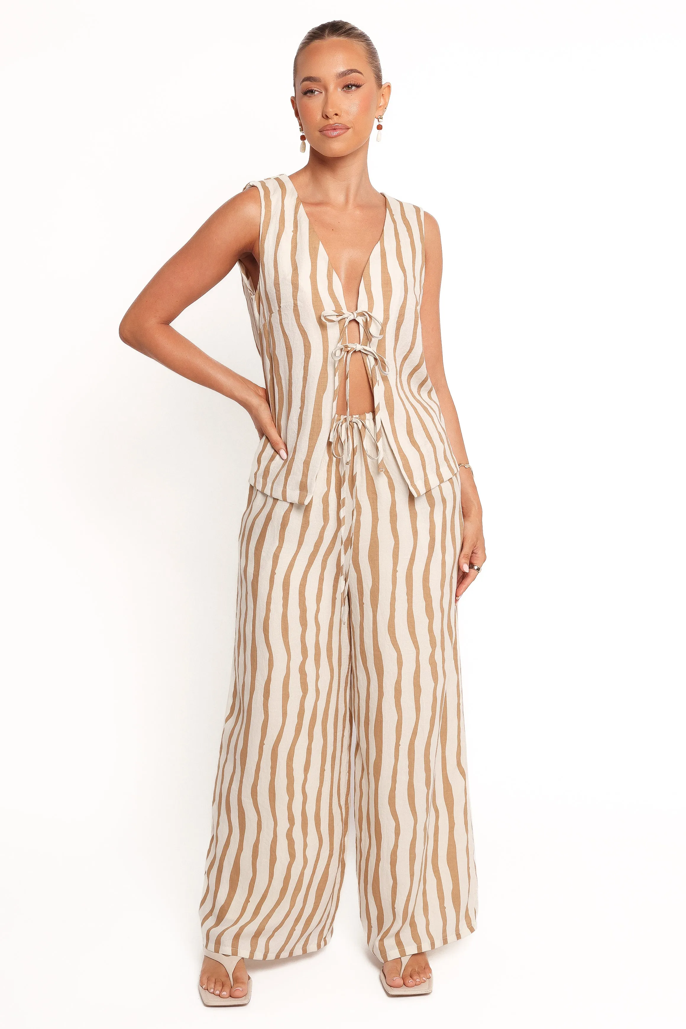 Marmo Tie Vest Top - Tan Stripe sold by Petal & Pup product image thumbnail 3