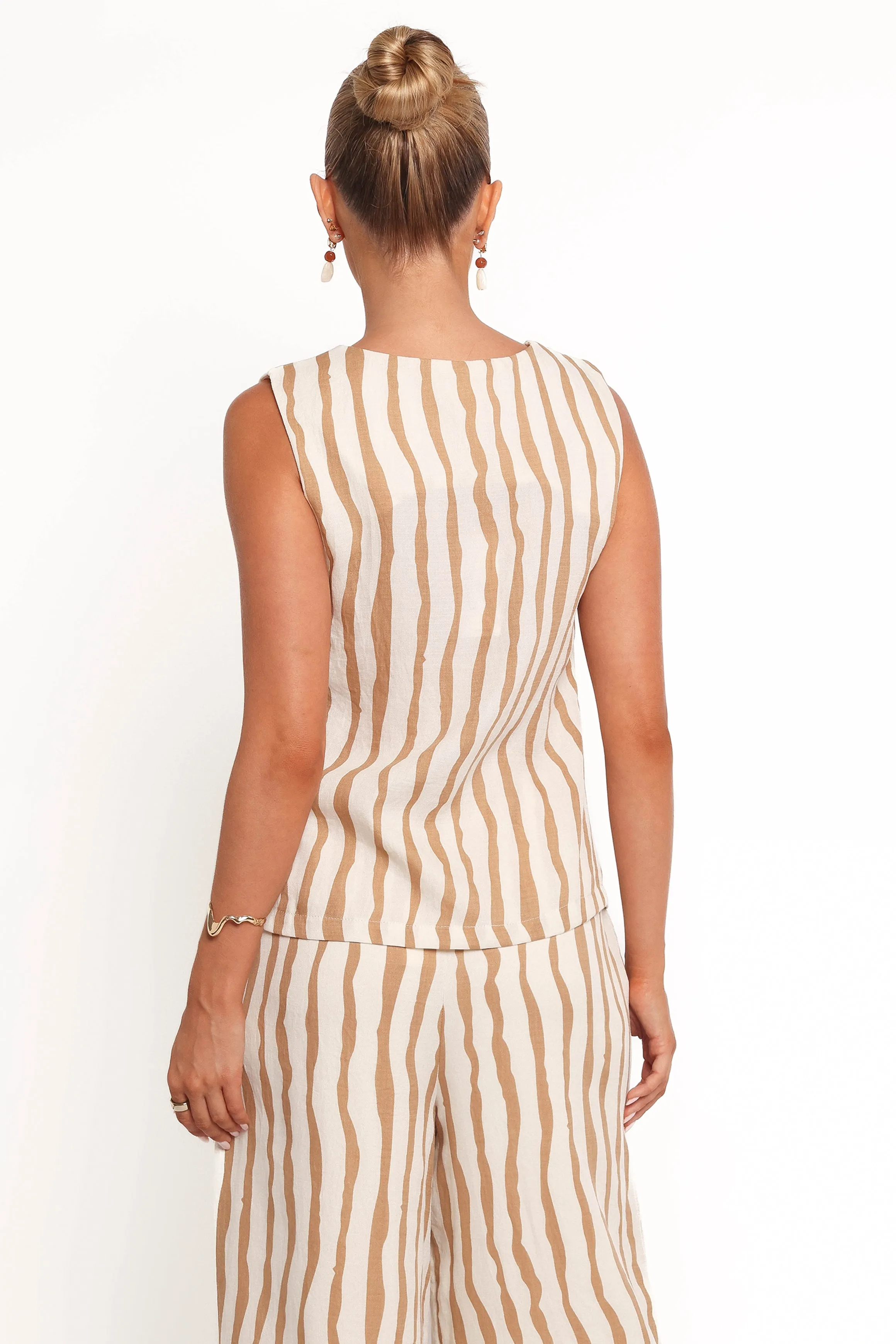 Marmo Tie Vest Top - Tan Stripe sold by Petal & Pup product image thumbnail 5