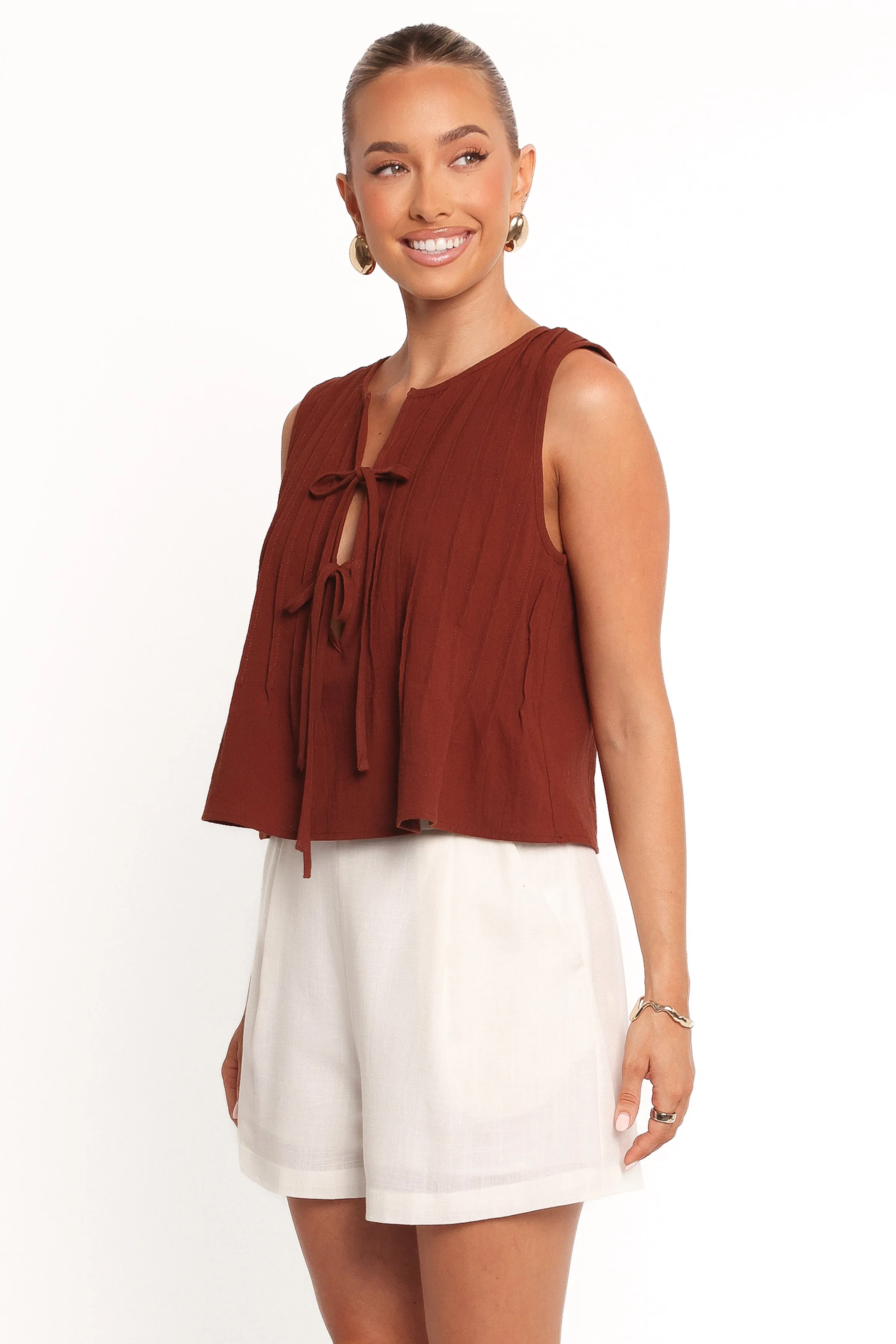 Nika Pleated Top - Chocolate Brown sold by Petal & Pup product image thumbnail 3