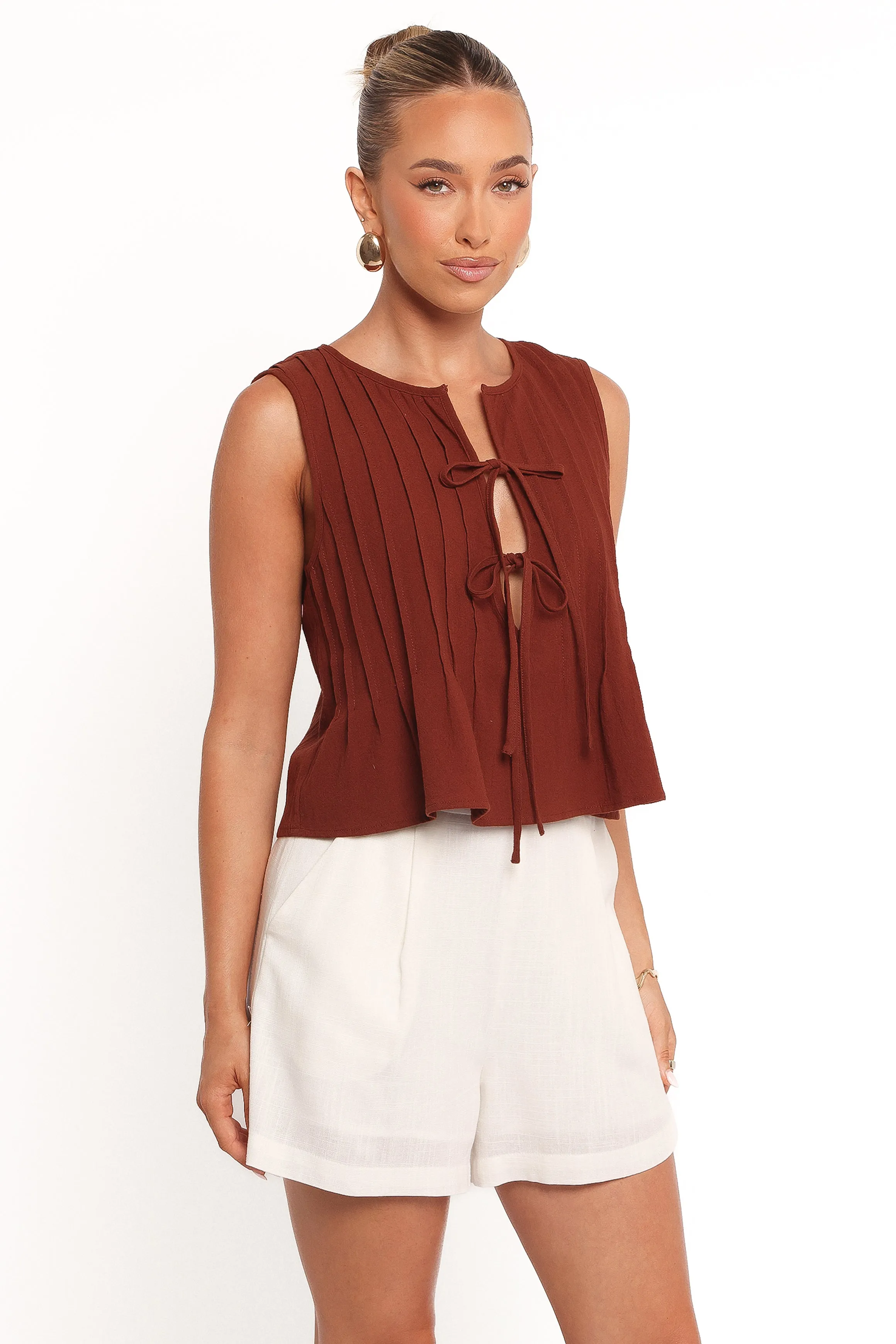 Nika Pleated Top - Chocolate Brown sold by Petal & Pup product image thumbnail 5