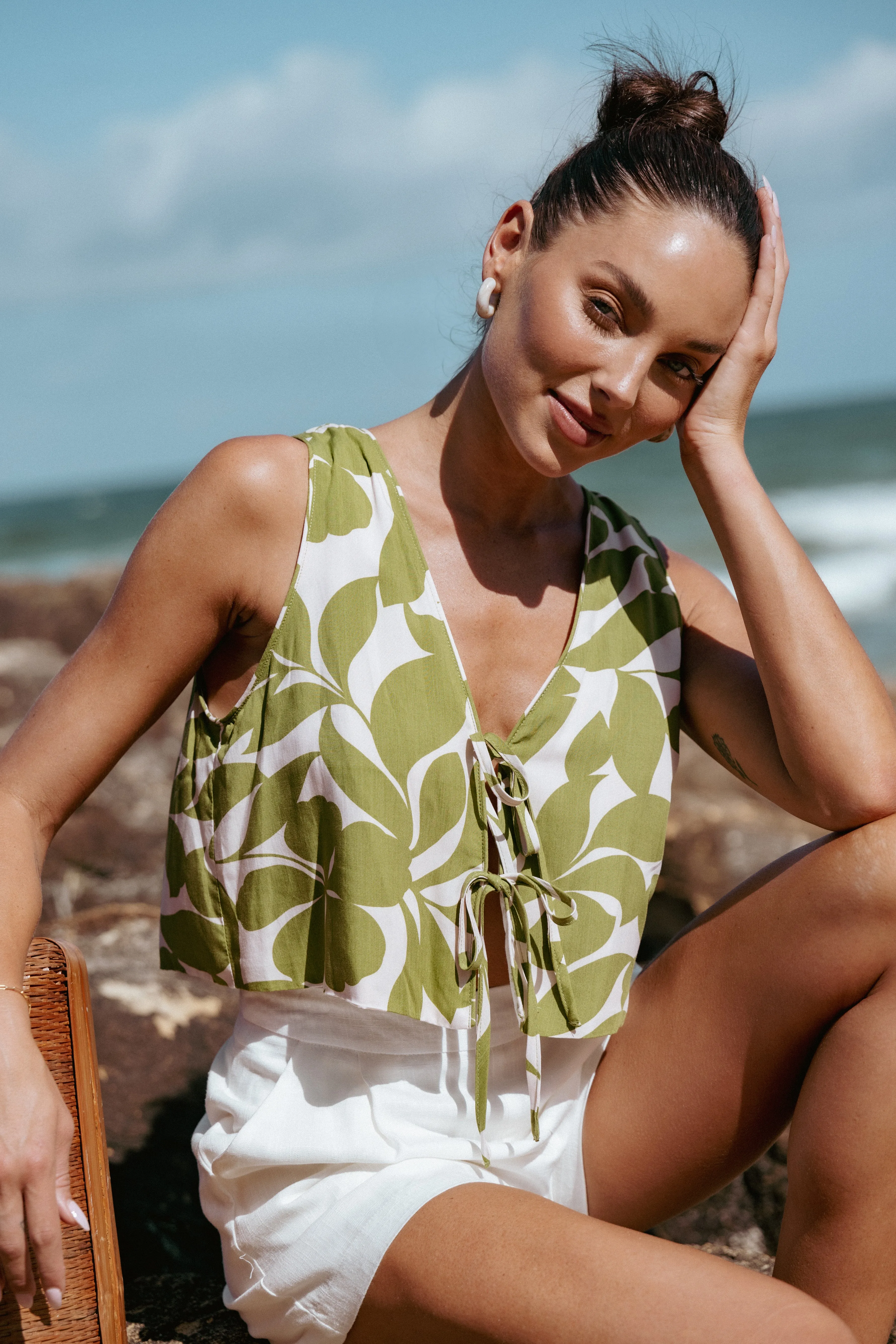 Valia Tie Top - Green Floral sold by Petal & Pup