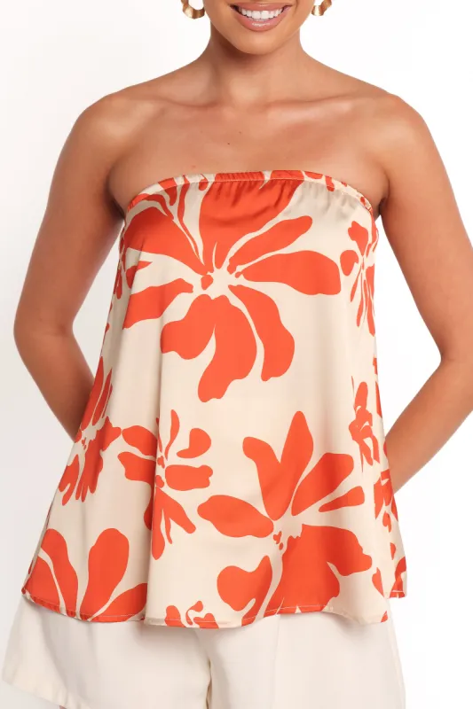 Beca Strapless Top - Red Floral sold by Petal & Pup