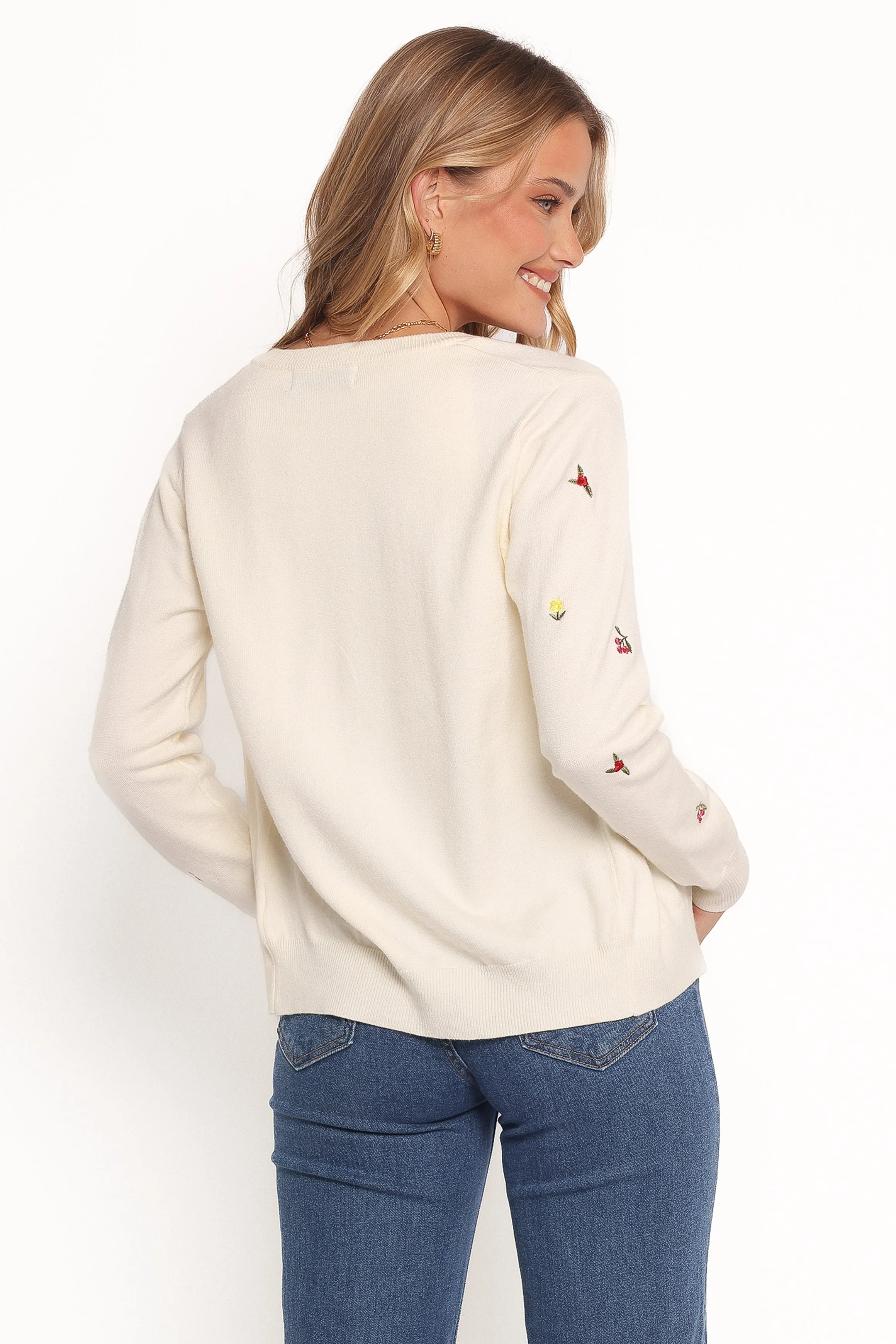 Millen Flower Embroidery Cardigan - Cream sold by Petal & Pup product image thumbnail 5