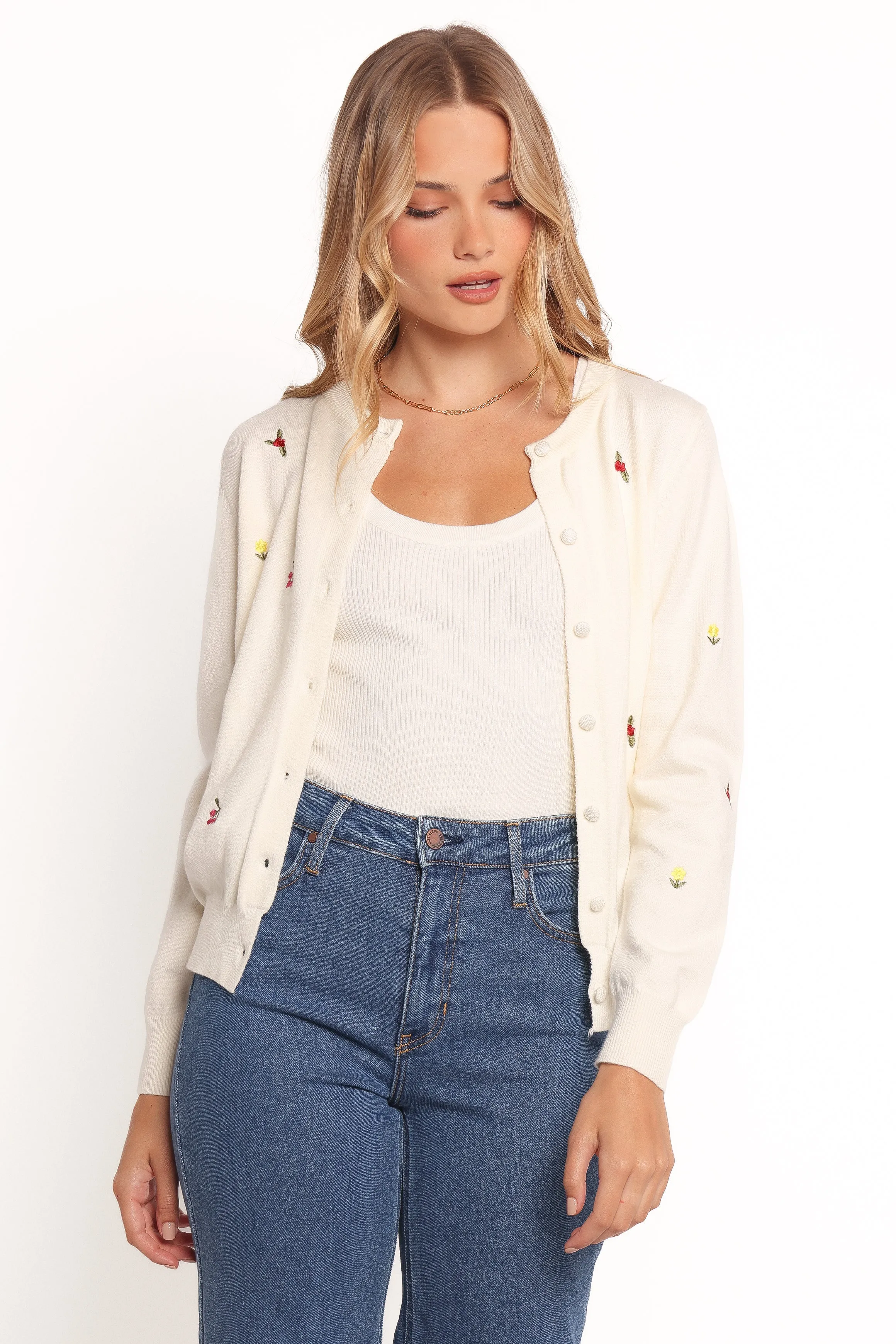 Millen Flower Embroidery Cardigan - Cream sold by Petal & Pup product image thumbnail 2