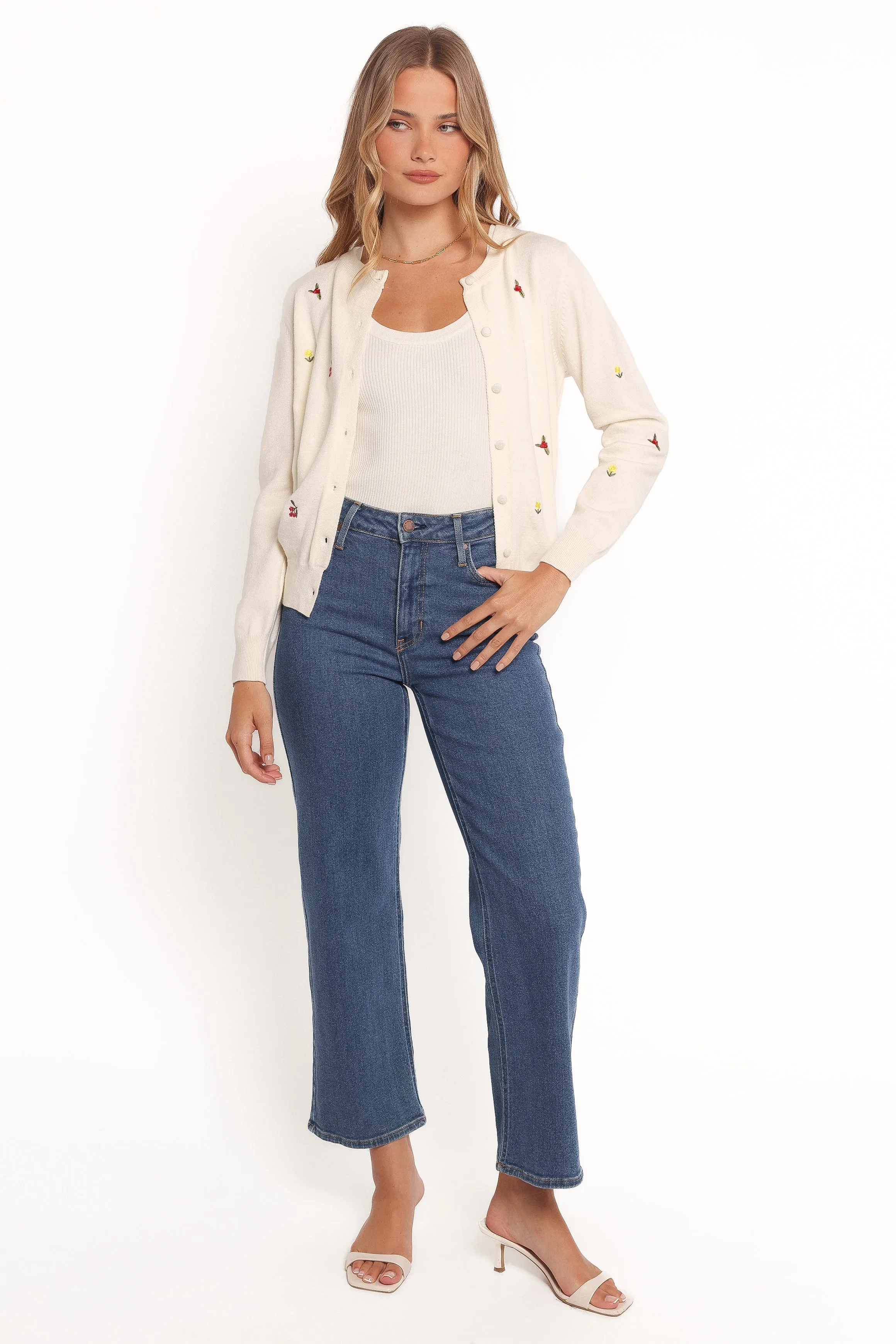 Millen Flower Embroidery Cardigan - Cream sold by Petal & Pup product image thumbnail 3